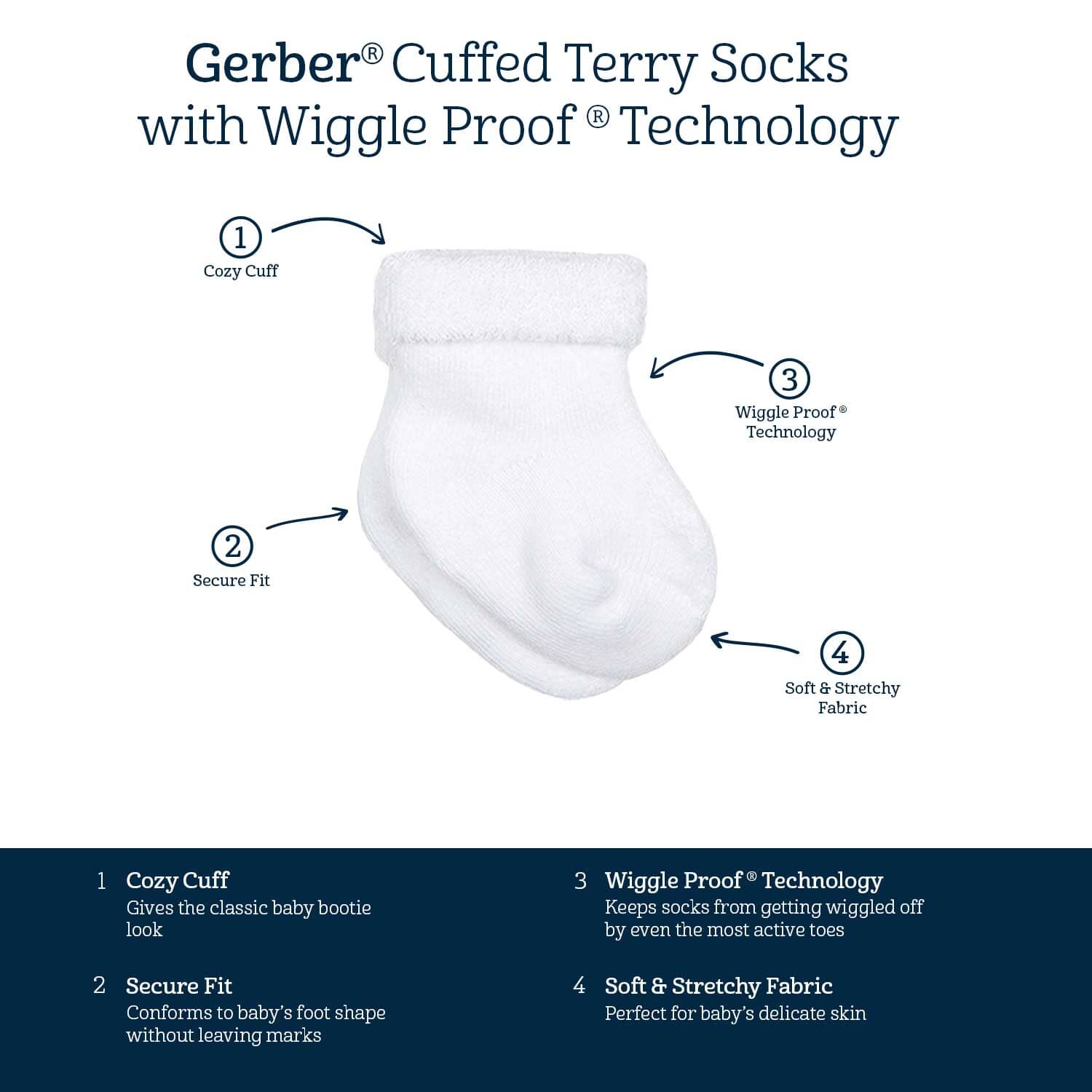 12-Pack Baby Neutral White Jersey Cuffed Bootie Socks - Image 4