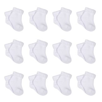 12-Pack White Wiggle Proof® Terry Bootie Socks