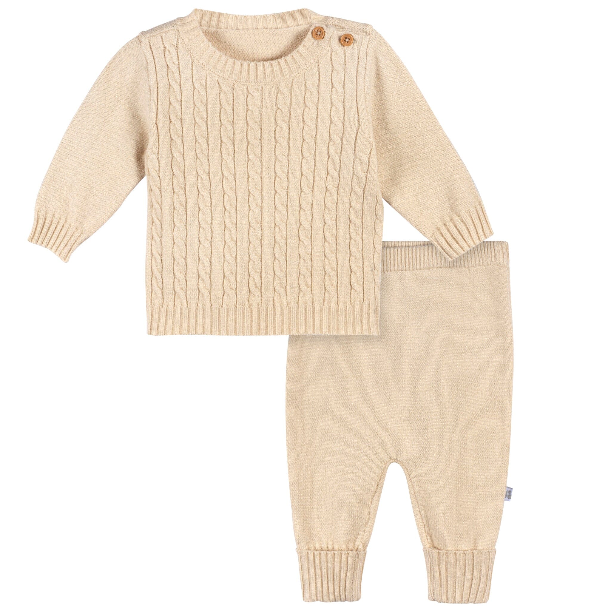 2-Piece Baby Neutral Tan Sweater Knit Set - Image 6