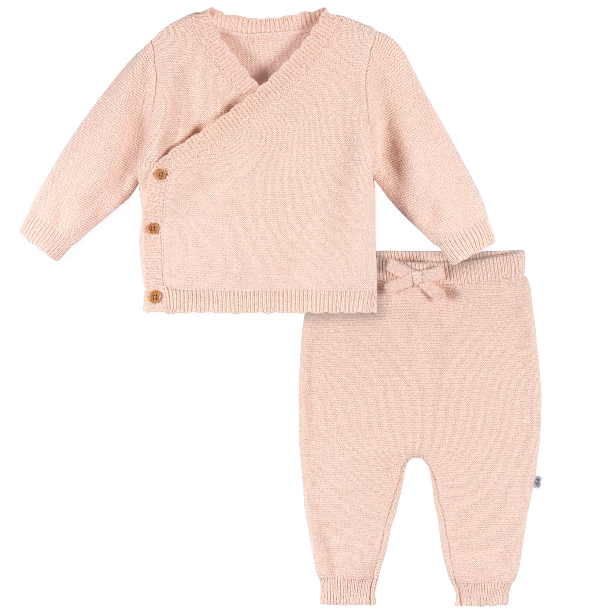 2-Piece Baby Girls Pink Sweater Knit Set, 0-3M