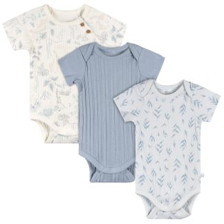 3-Pack Baby Boys Blue Jungle Bodysuits