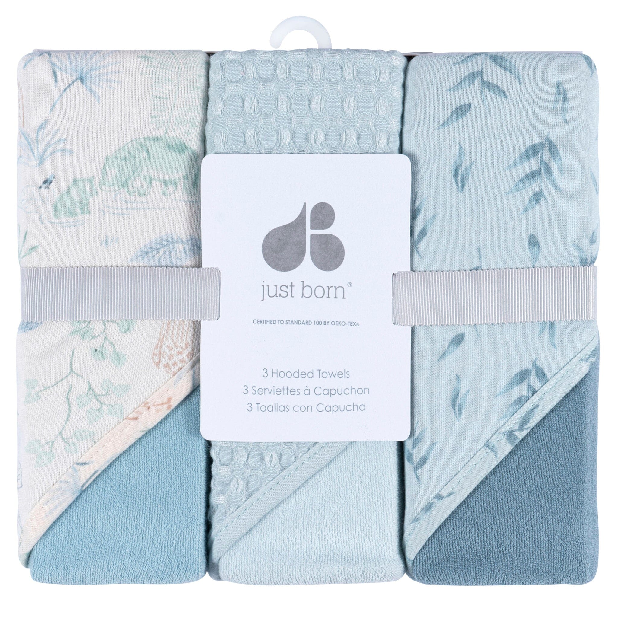3-Pack Baby Boys Blue Hooded Towels - Image 4