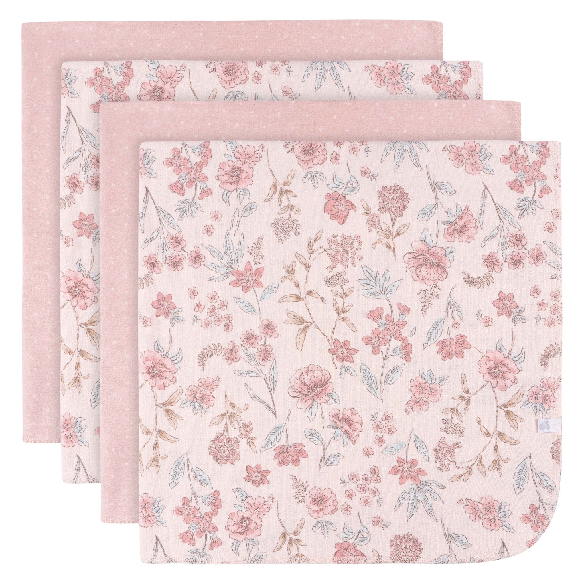 4-Pack Baby Girls Pink Cotton Flannel Blankets