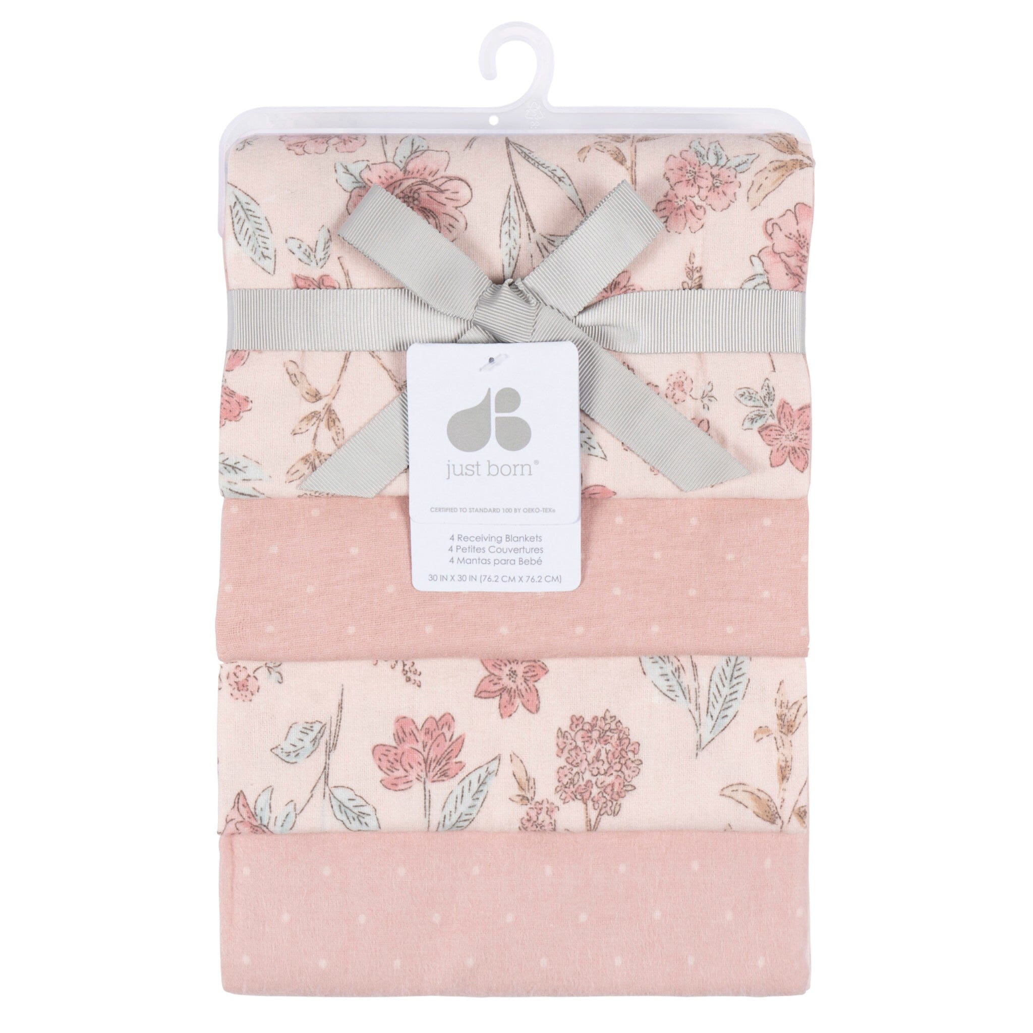4-Pack Baby Girls Pink Cotton Flannel Blankets - Image 4