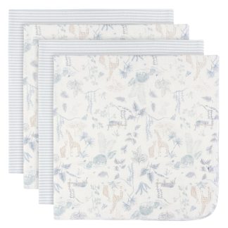 4-Pack Baby Boys Blue Leaf Cotton Flannel Blankets