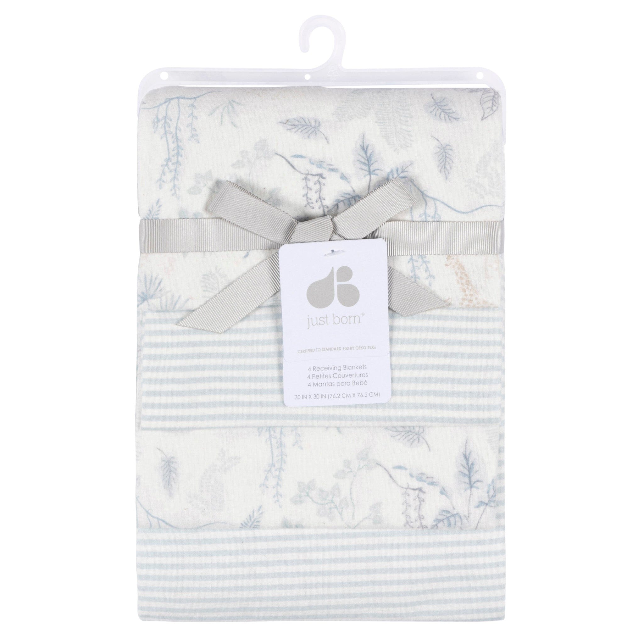 4-Pack Baby Boys Blue Leaf Cotton Flannel Blankets - Image 4