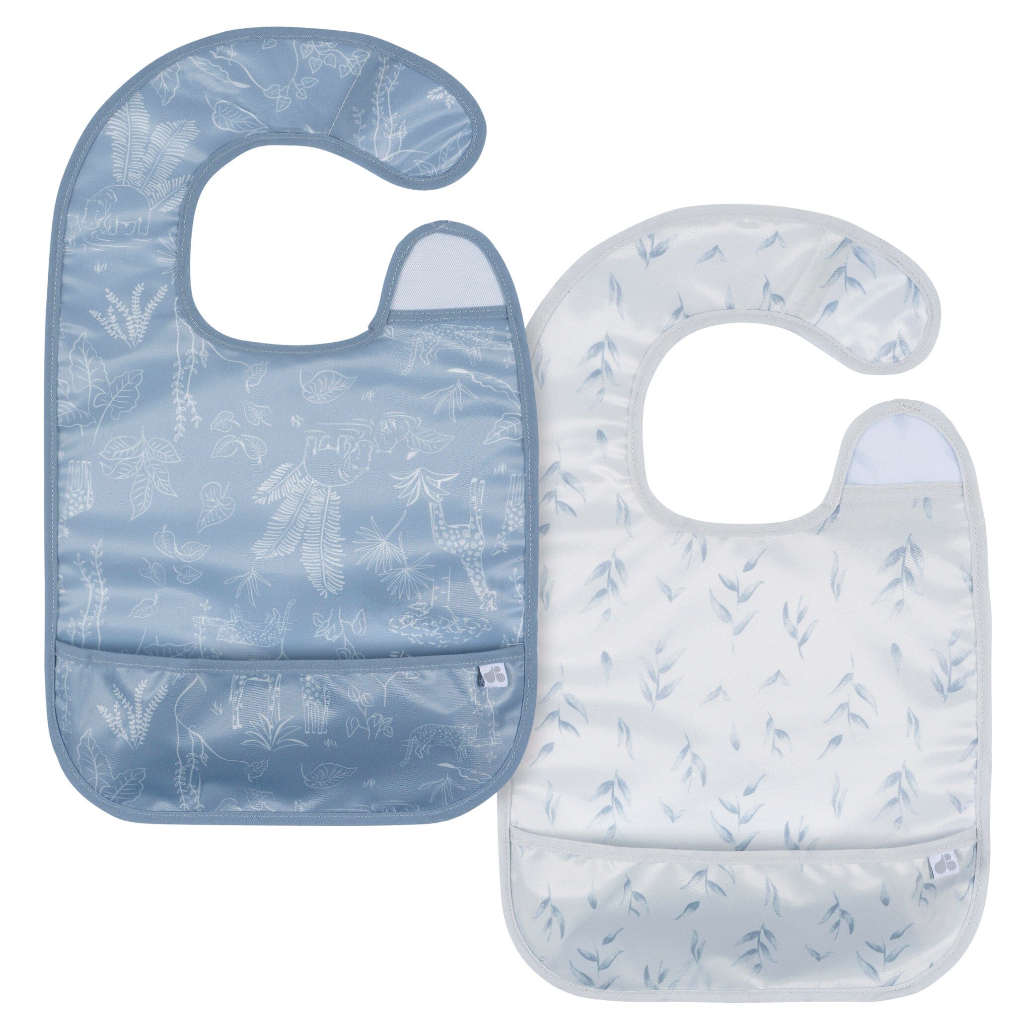 2-Pack Baby Boys Blue Wipeable Bibs