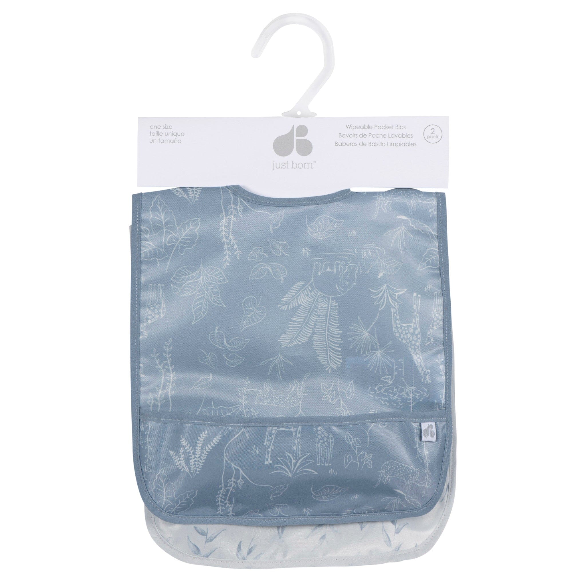 2-Pack Baby Boys Blue Wipeable Bibs - Image 4