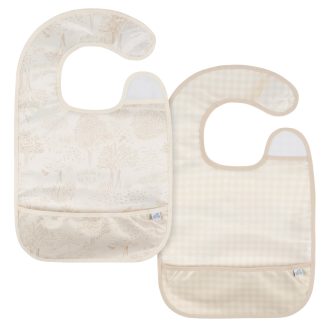 2-Pack Baby Neutral Tan Wipeable Bibs