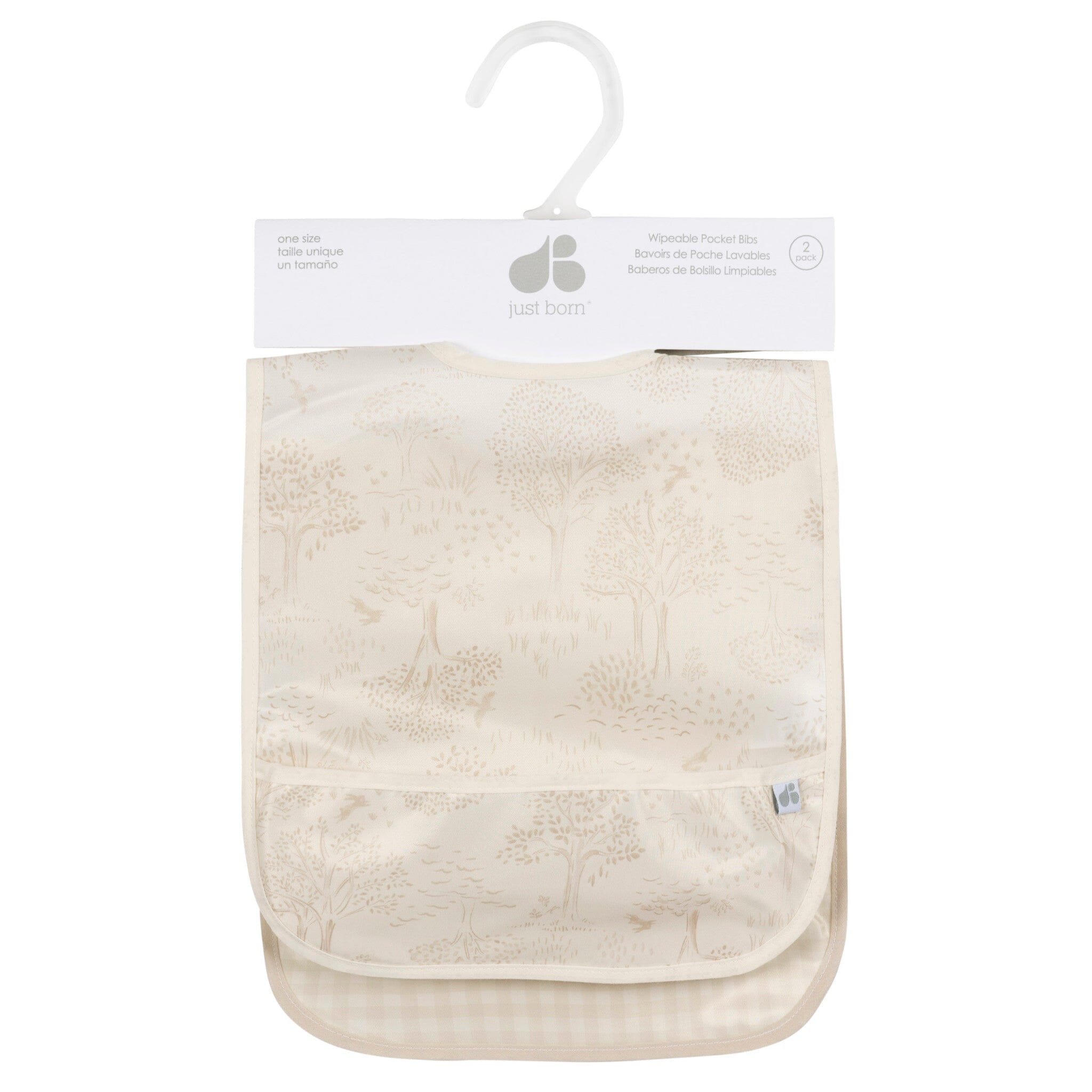 2-Pack Baby Neutral Tan Wipeable Bibs - Image 2