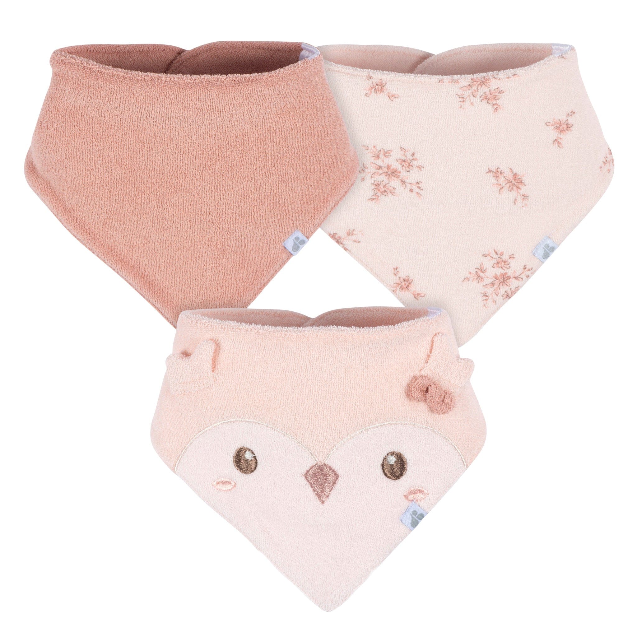 3-Pack Baby Girls Pink Owl Bandana Bibs