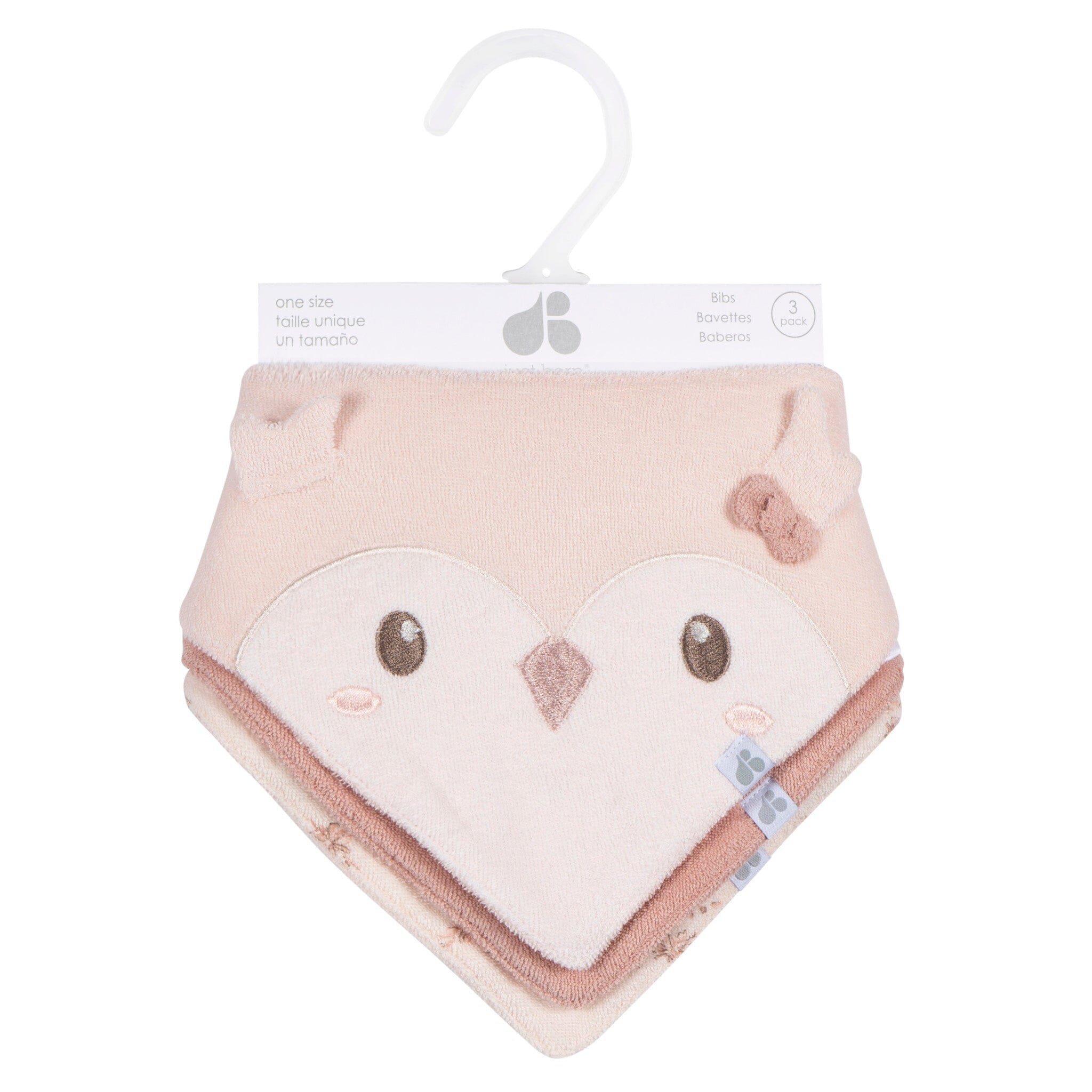 3-Pack Baby Girls Pink Owl Bandana Bibs - Image 5