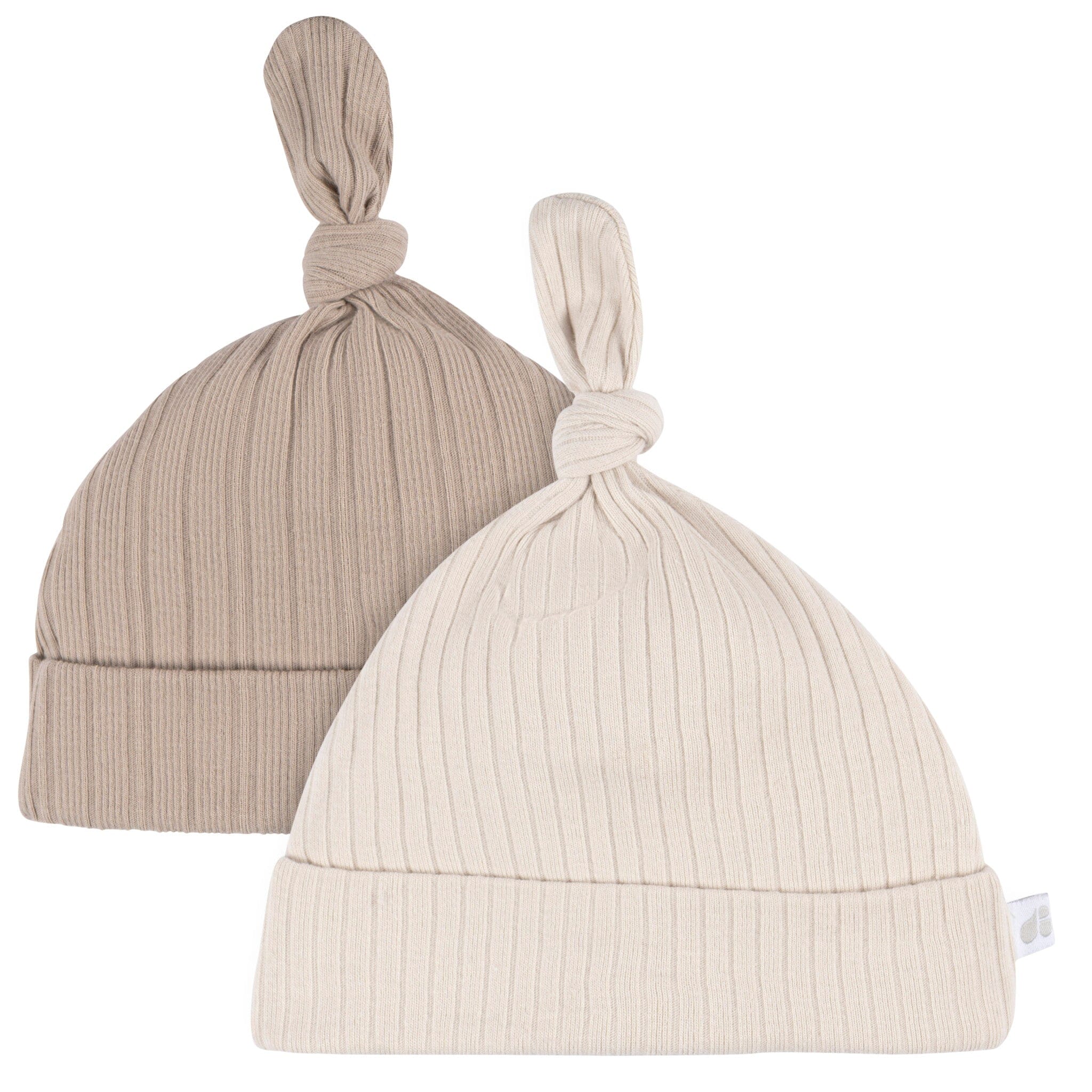 4-Piece Baby Neutral Tan Hat and Mitten Set - Image 2