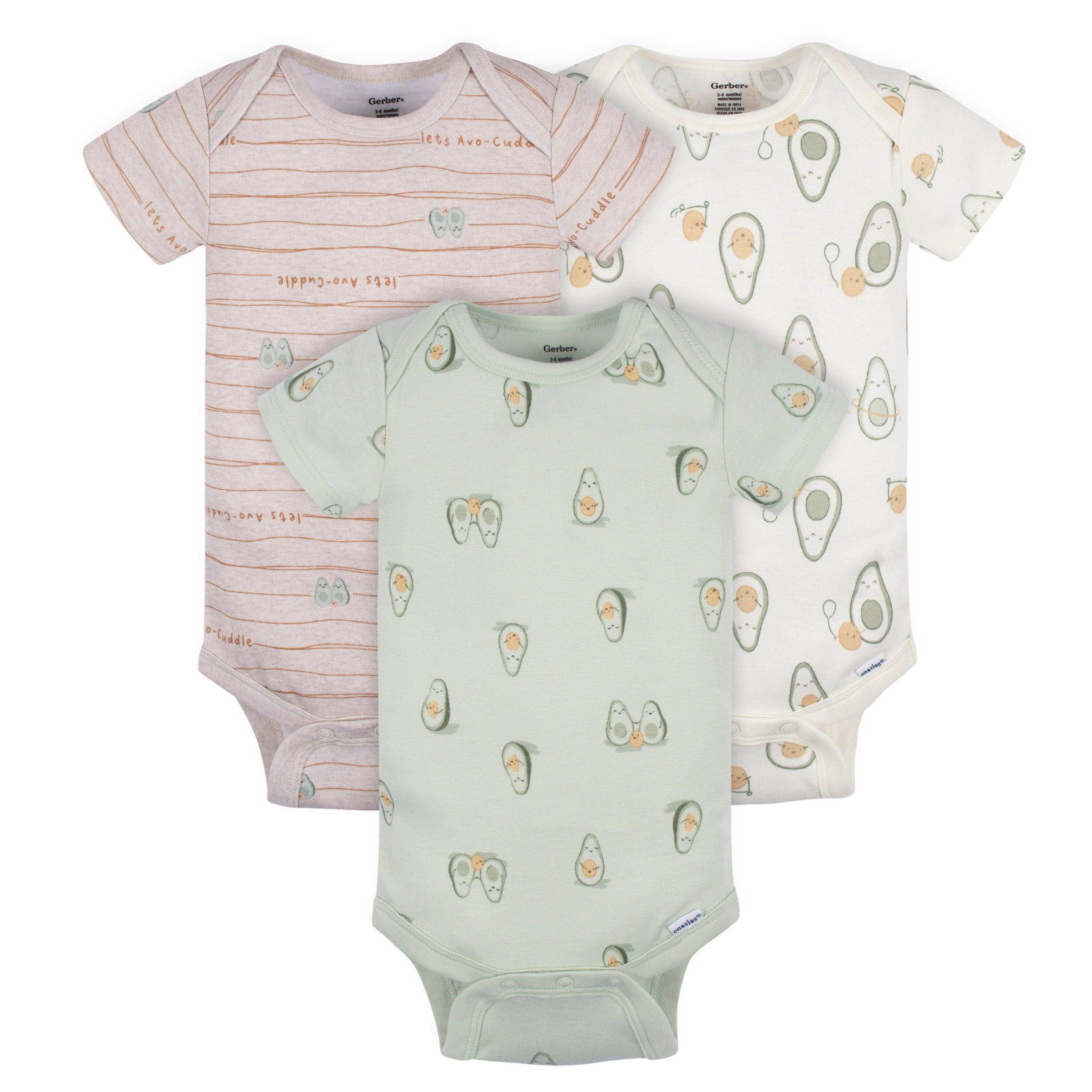 3-Pack Baby Neutral Avo-Cuddle Short Sleeve Onesies® Bodysuits