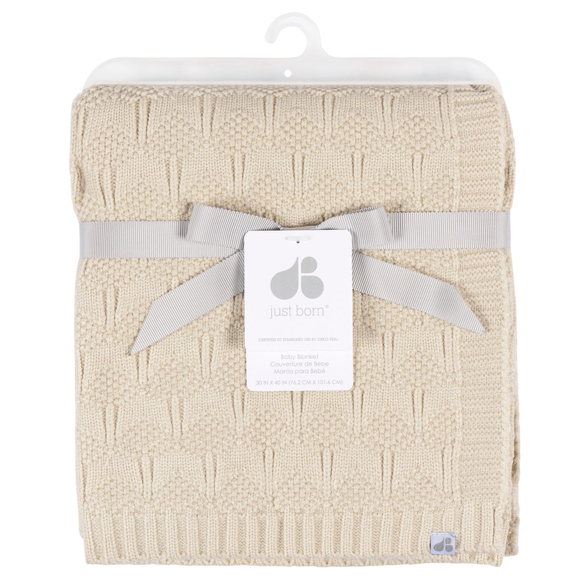 Baby Neutral Tan Sweater Knit Blanket - Image 3
