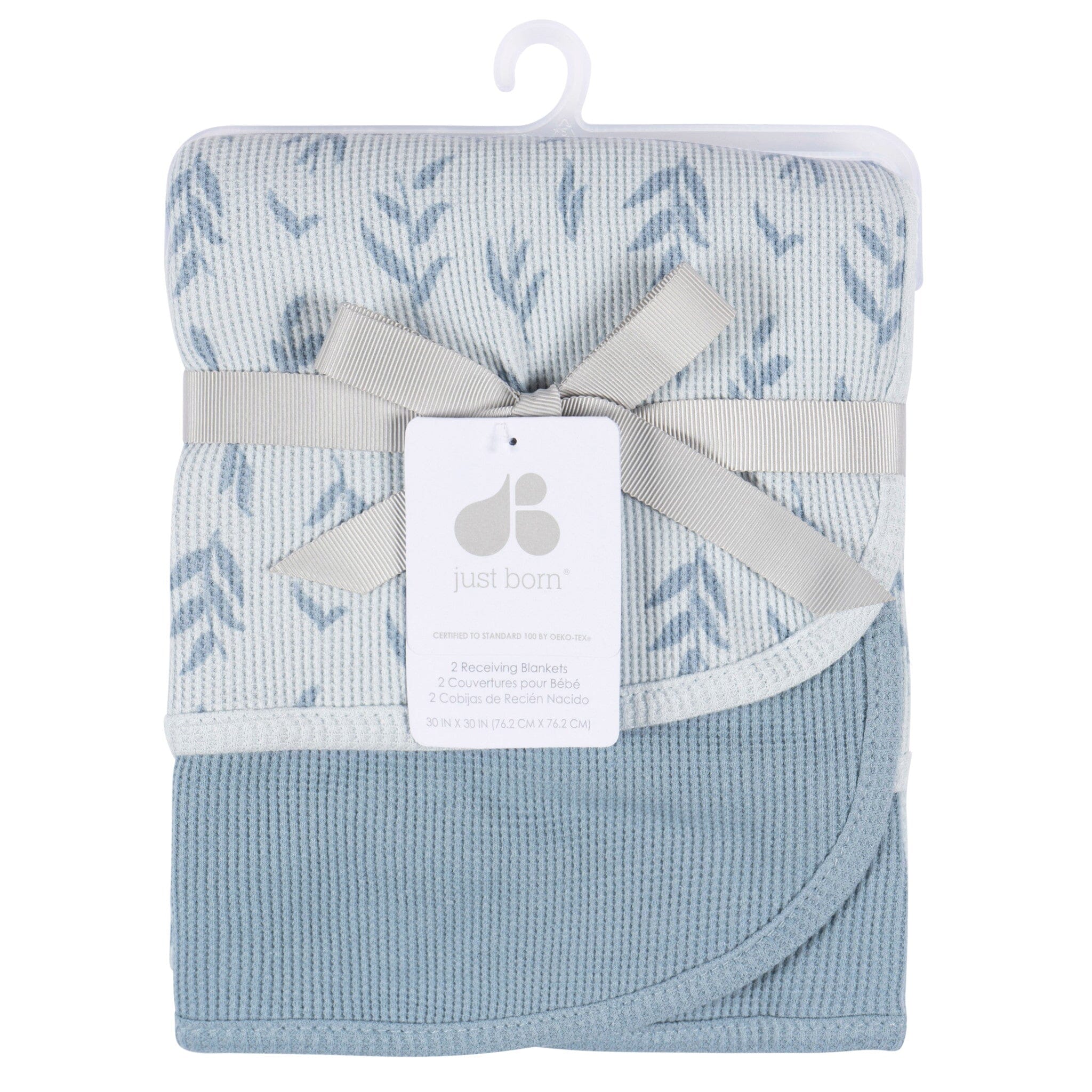 2-Pack Baby Boys Blue Leaf Cotton Thermal Blankets - Image 4