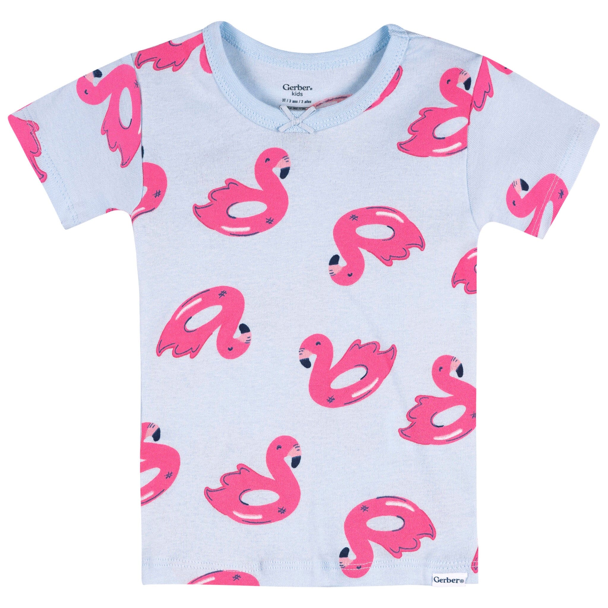 4-Piece Infant & Toddler Girls Flamingo Floatie Cotton Pajama Short Set - Image 5