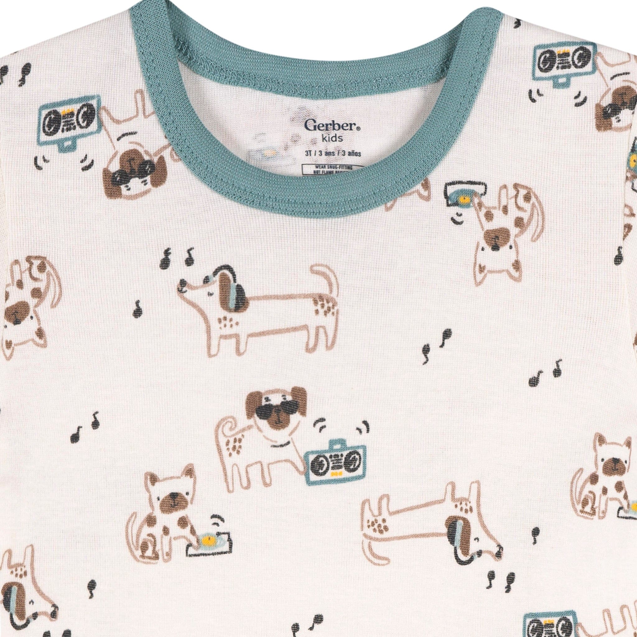4-Piece Infant & Toddler Boys Musical Dog Cotton Pajama Short Set - Image 3