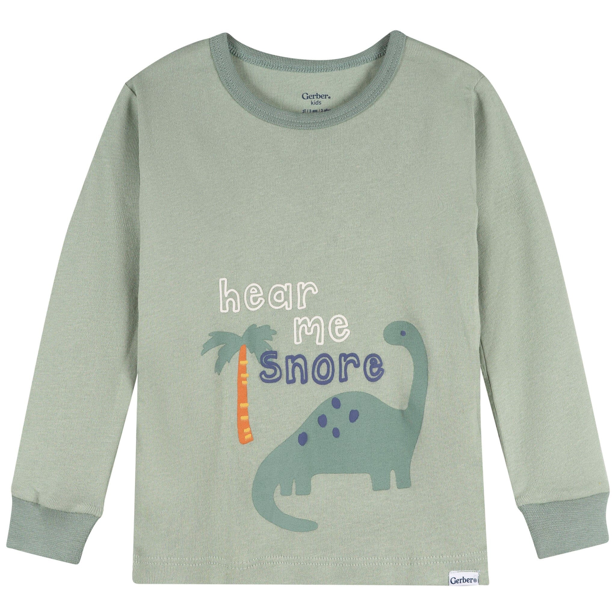 2-Piece Infant & Toddler Boys Green Dino Cotton Pajama Set - Image 2