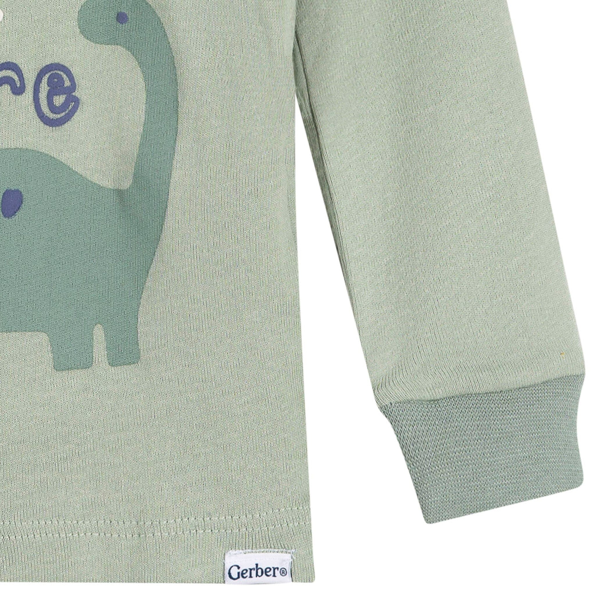 2-Piece Infant & Toddler Boys Green Dino Cotton Pajama Set - Image 3