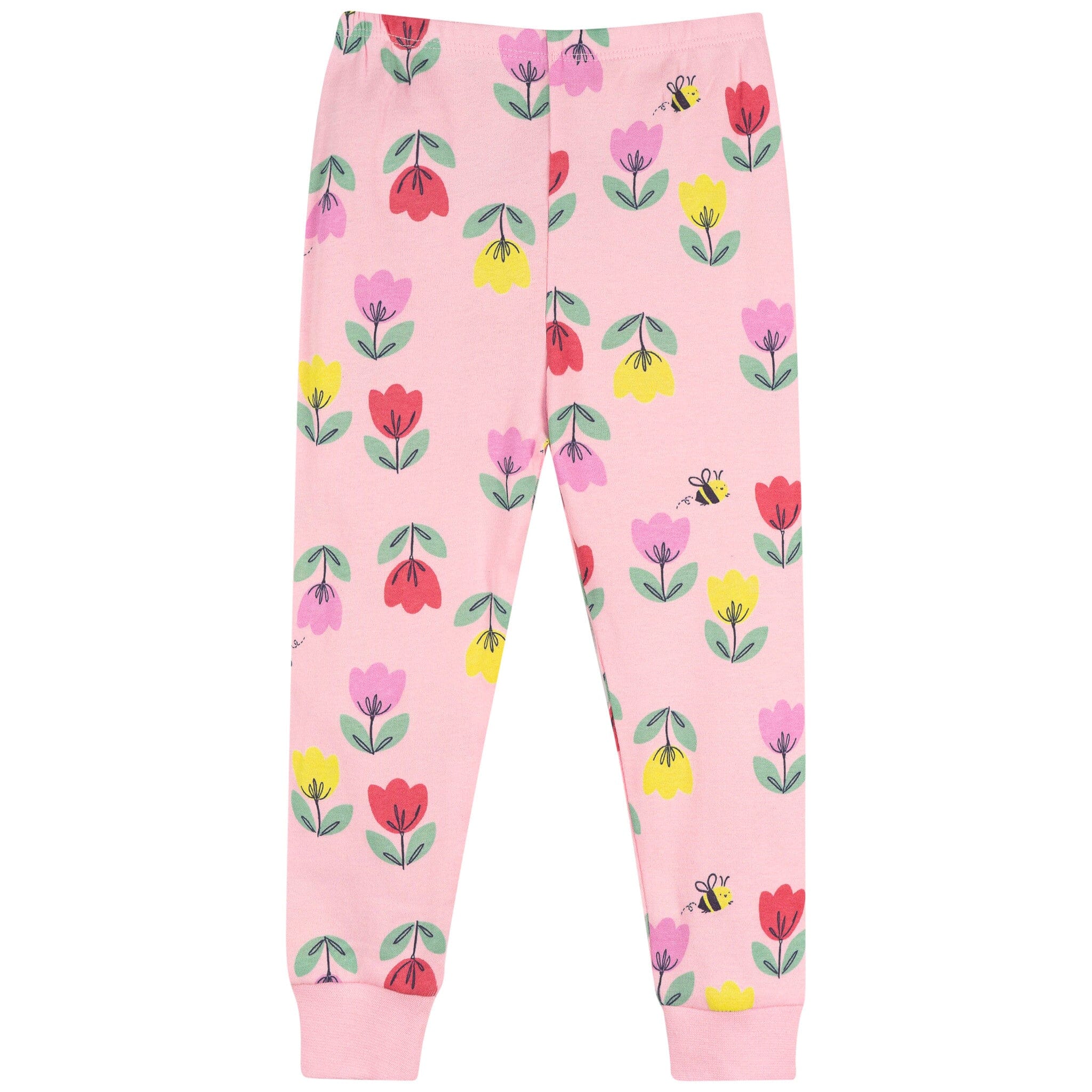 2-Piece Infant & Toddler Girls Pink Tulips Cotton Pajama Set - Image 5
