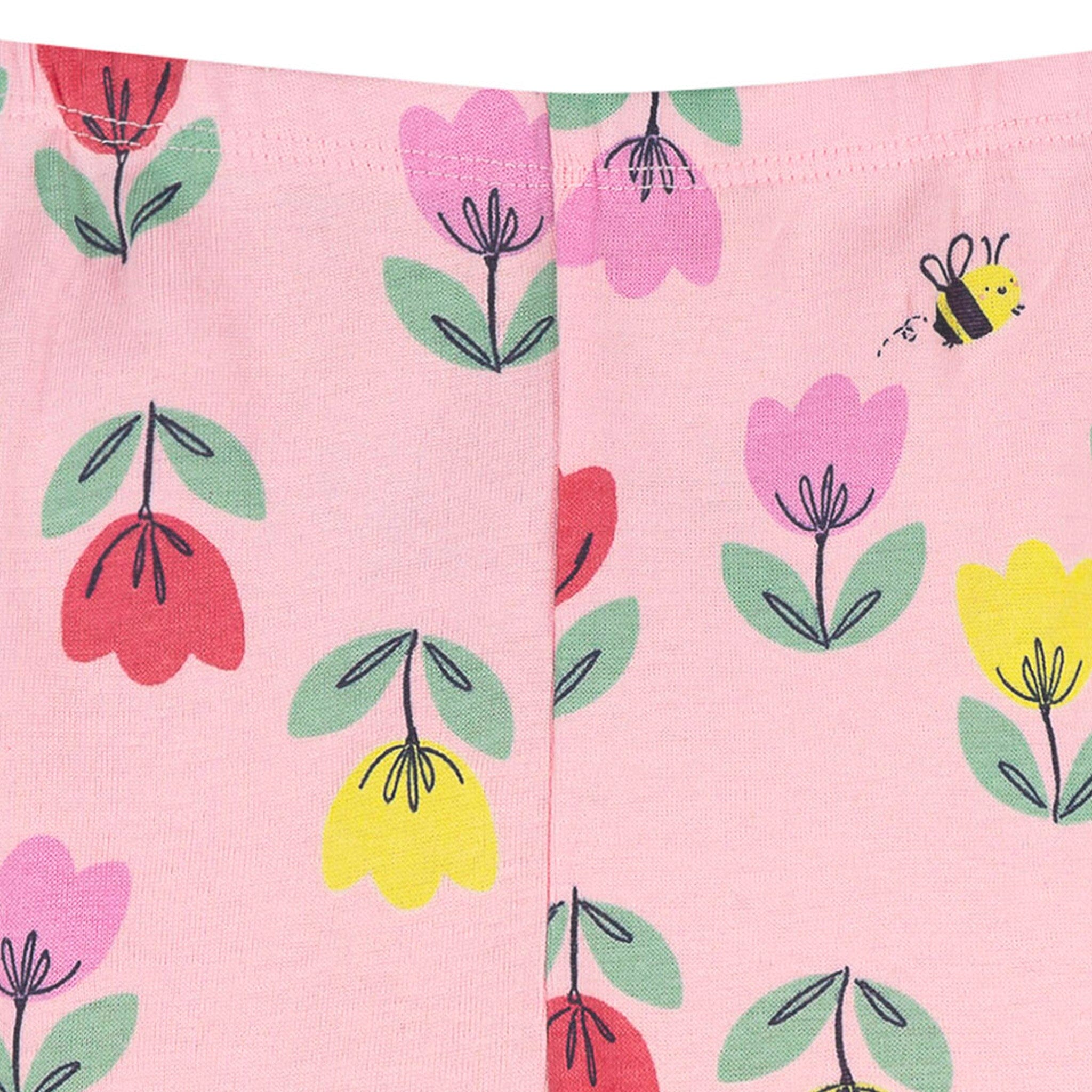 2-Piece Infant & Toddler Girls Pink Tulips Cotton Pajama Set - Image 6