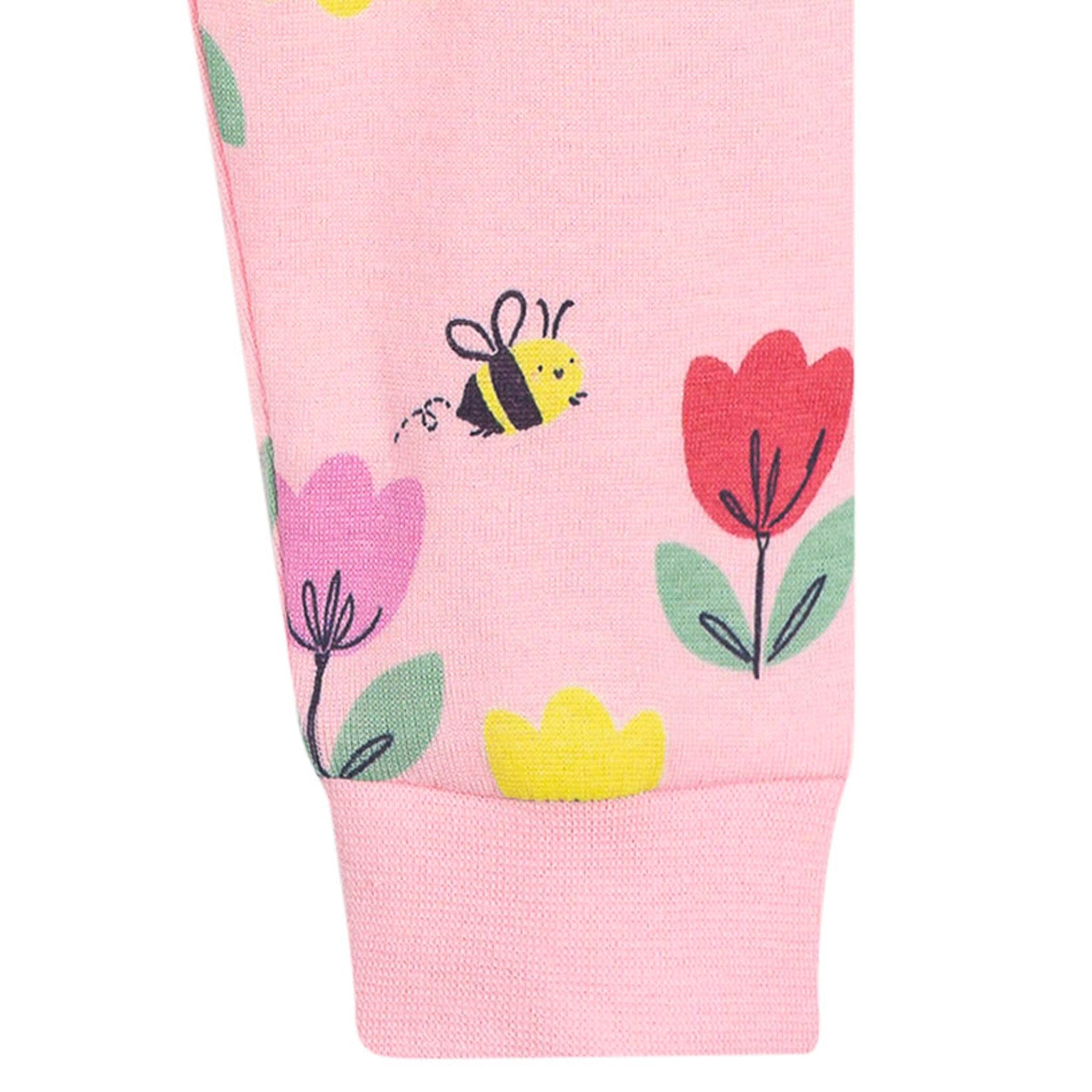 2-Piece Infant & Toddler Girls Pink Tulips Cotton Pajama Set - Image 7