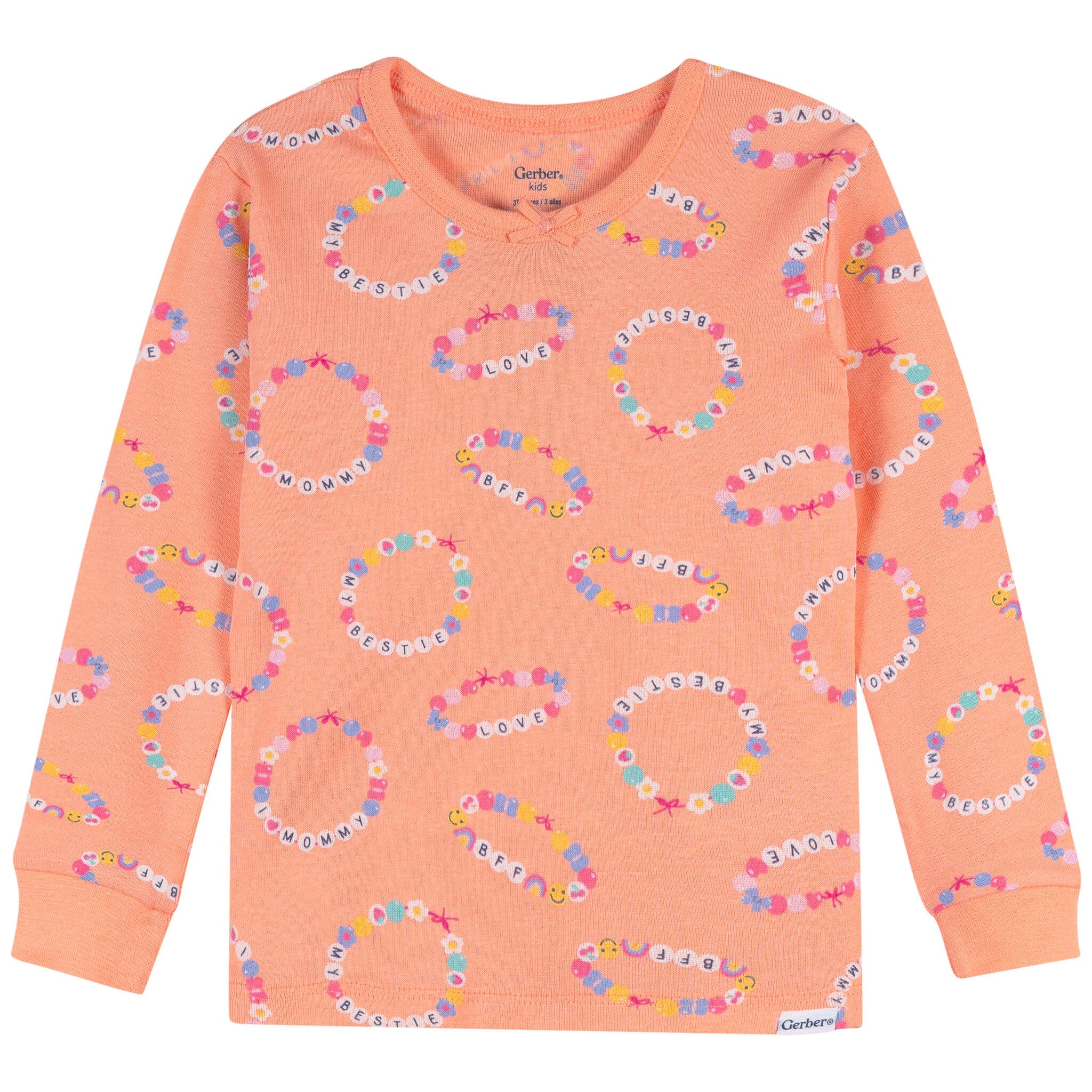 2-Piece Infant & Toddler Girls Peach Bracelets Cotton Pajama Set - Image 2