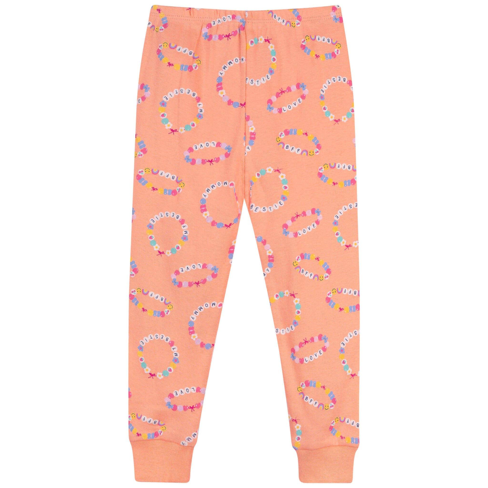 2-Piece Infant & Toddler Girls Peach Bracelets Cotton Pajama Set - Image 5