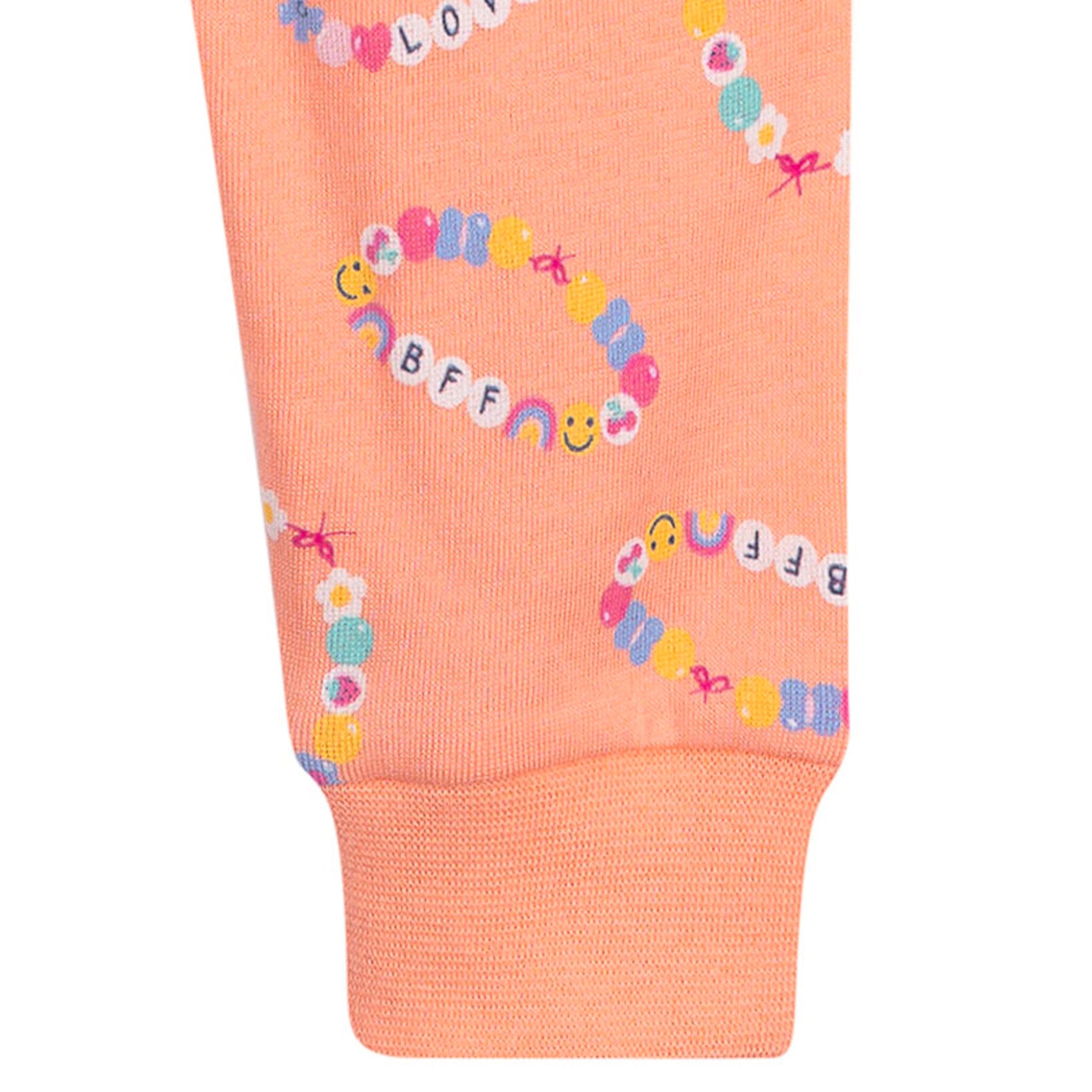 2-Piece Infant & Toddler Girls Peach Bracelets Cotton Pajama Set - Image 7
