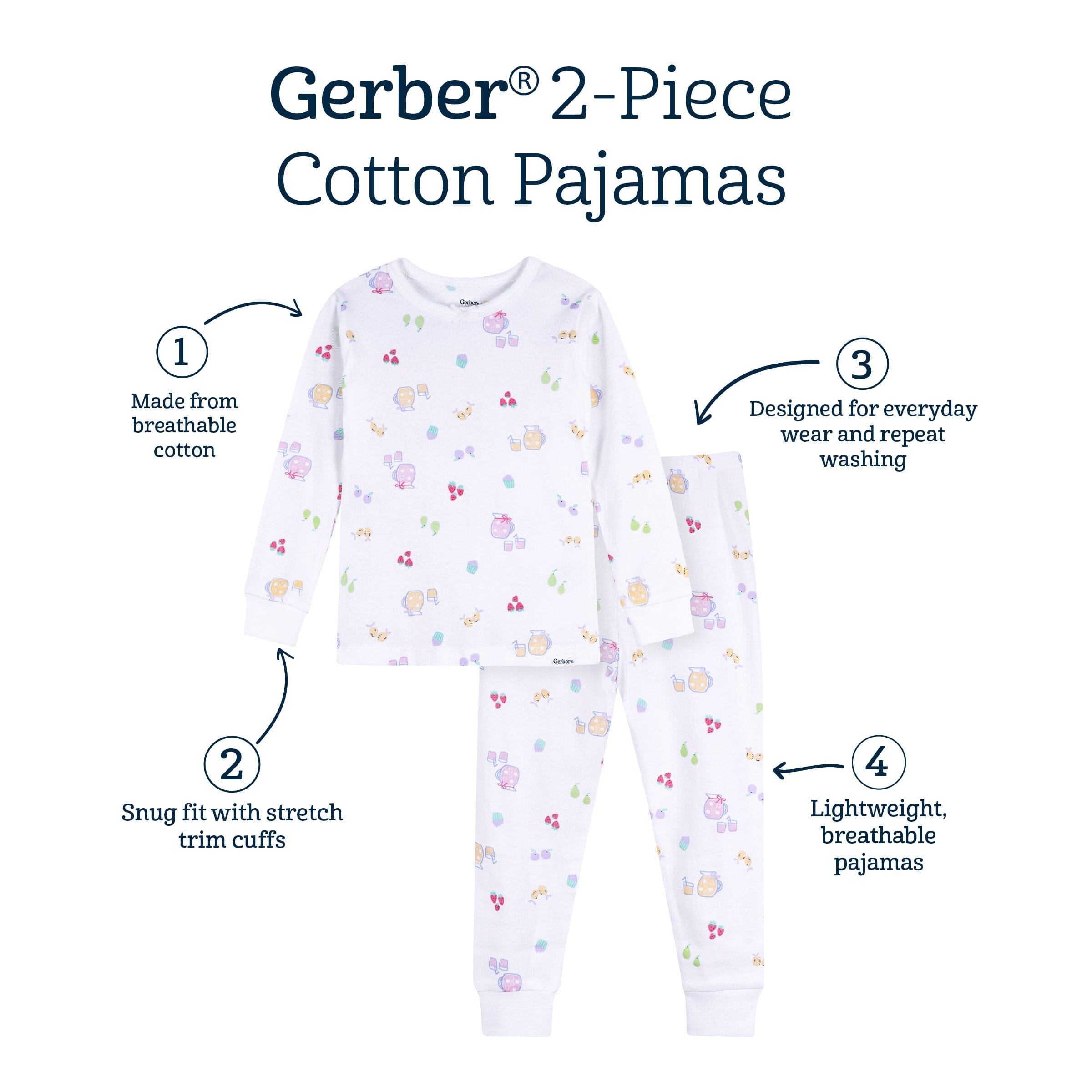 2-Piece Infant & Toddler Girls Lemonade Cotton Pajama Set - Image 8