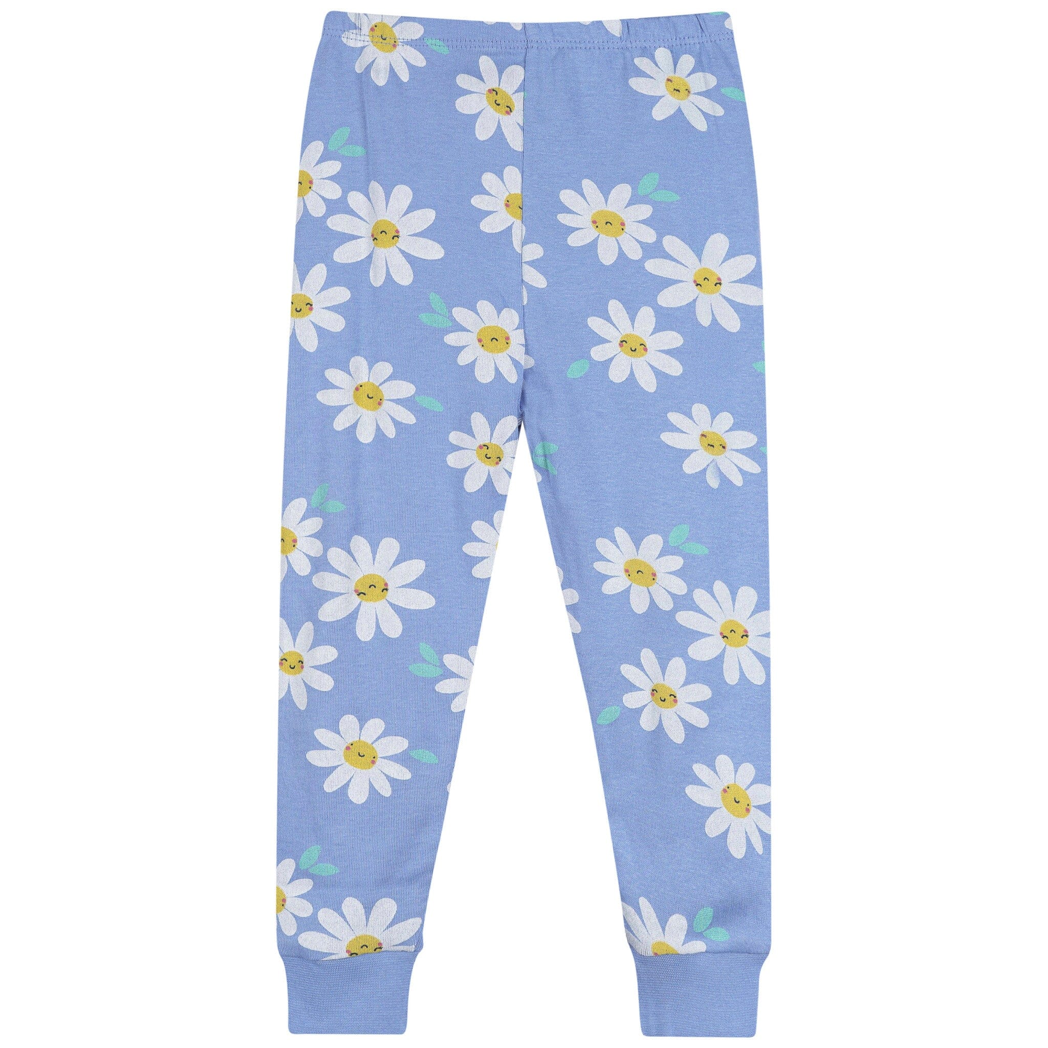 2-Piece Infant & Toddler Girls Blue Daisies Cotton Pajama Set - Image 5