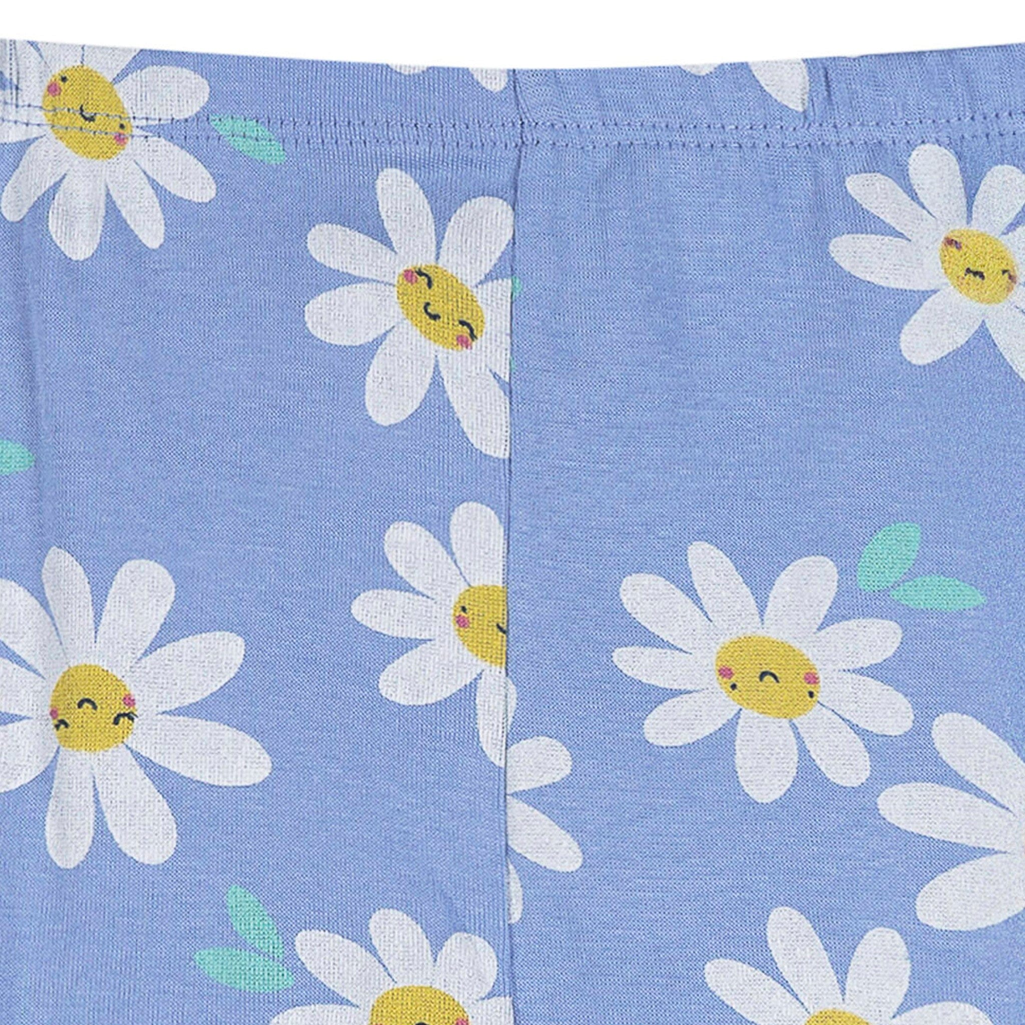 2-Piece Infant & Toddler Girls Blue Daisies Cotton Pajama Set - Image 6