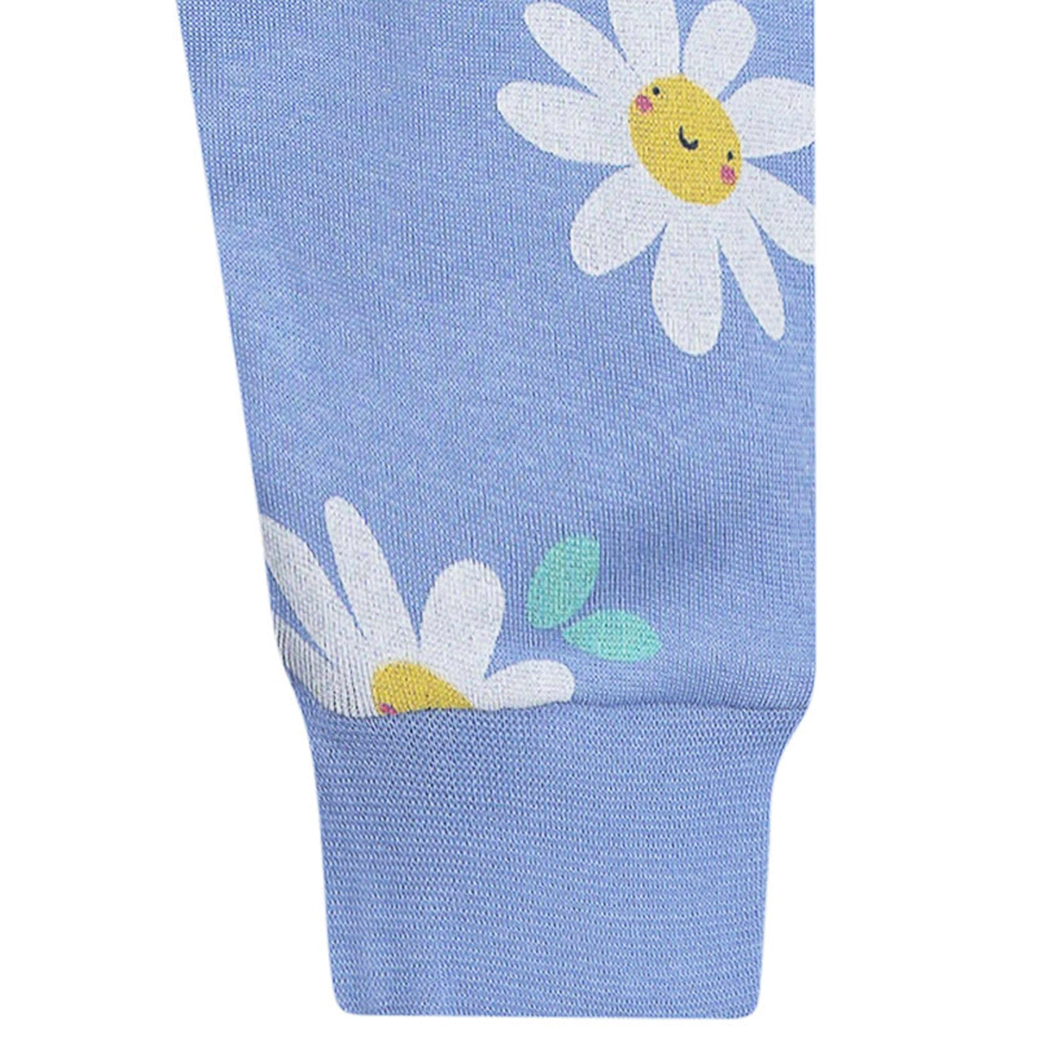2-Piece Infant & Toddler Girls Blue Daisies Cotton Pajama Set - Image 7