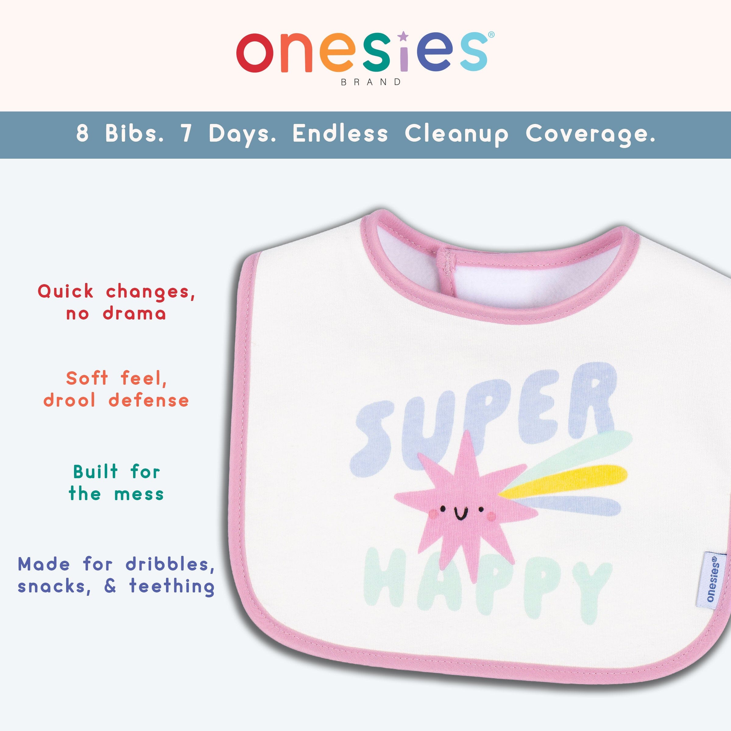 8-Pack Baby Girls Super Happy Drooling Bibs - Image 10