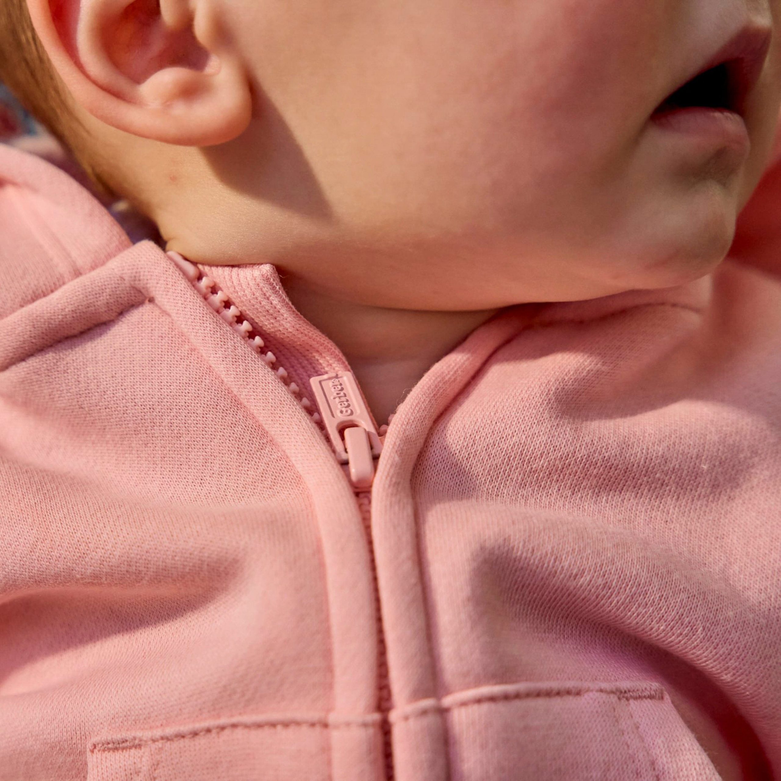 Embroidered Baby Neutral Pink Zip Front Sweatshirt - Image 4