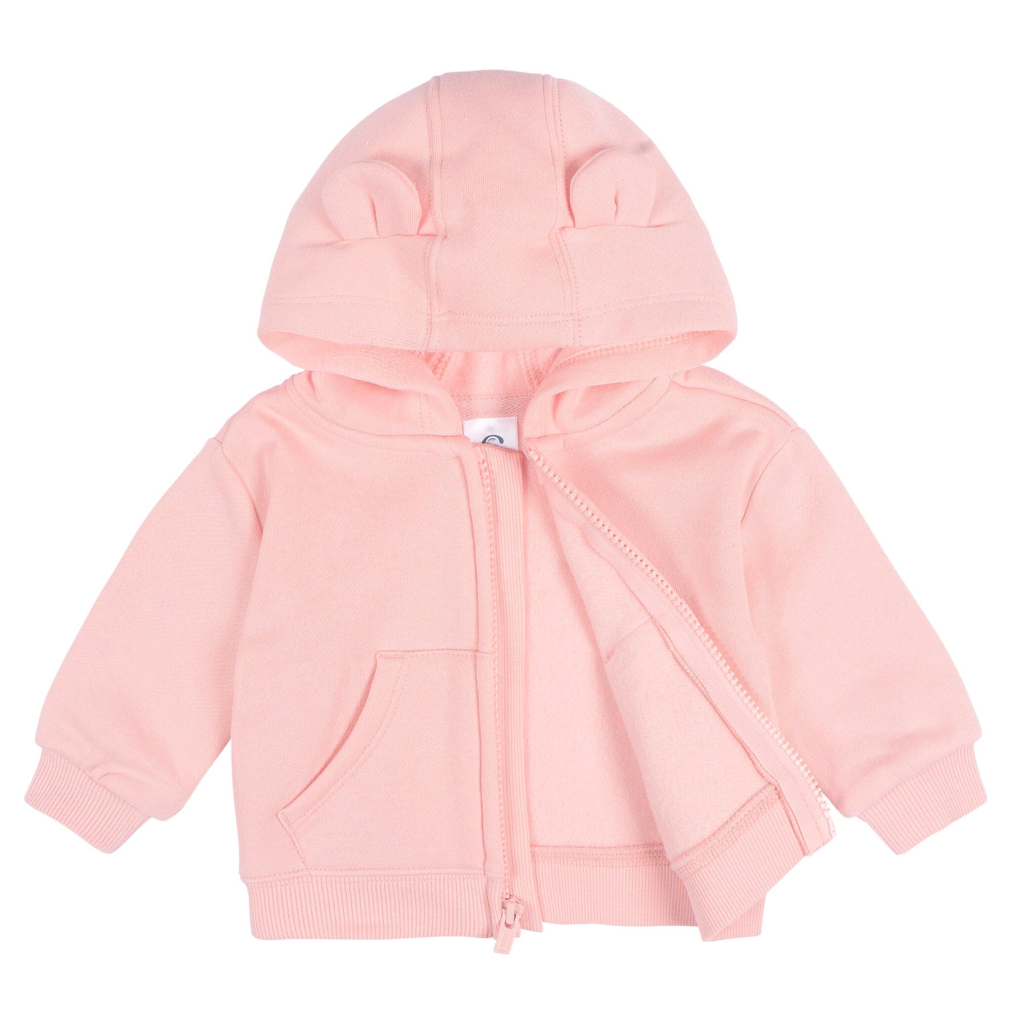 Embroidered Baby Neutral Pink Zip Front Sweatshirt - Image 6