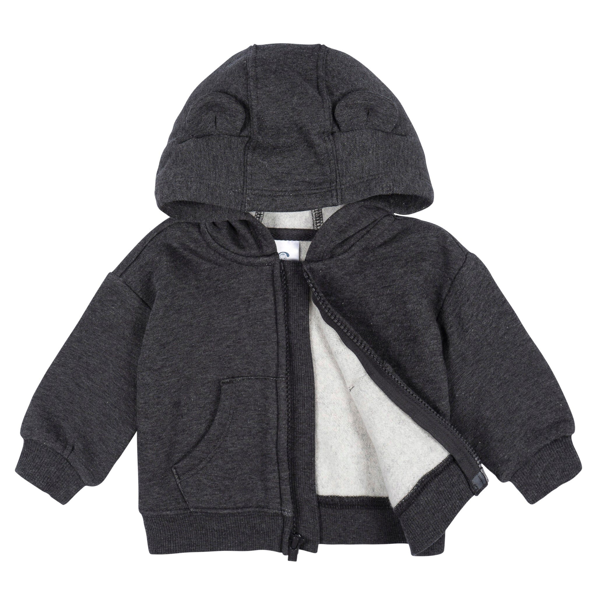 Embroidered Baby Neutral Charcoal Heather Zip Front Sweatshirt - Image 6