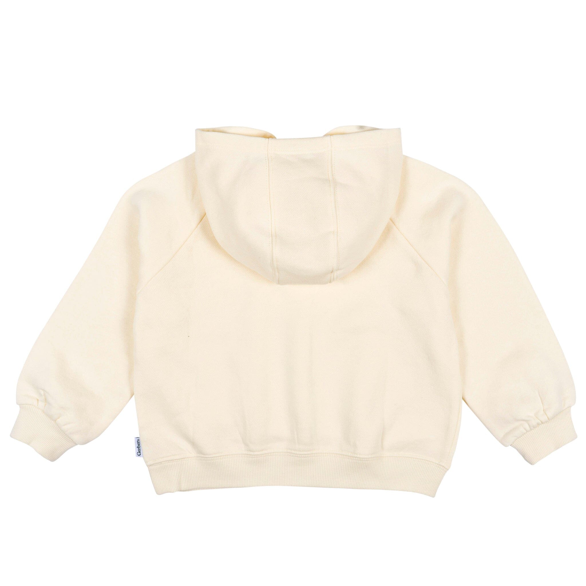 Embroidered Infant & Toddler Neutral Soft Beige Pullover Hooded Sweatshirt - Image 2