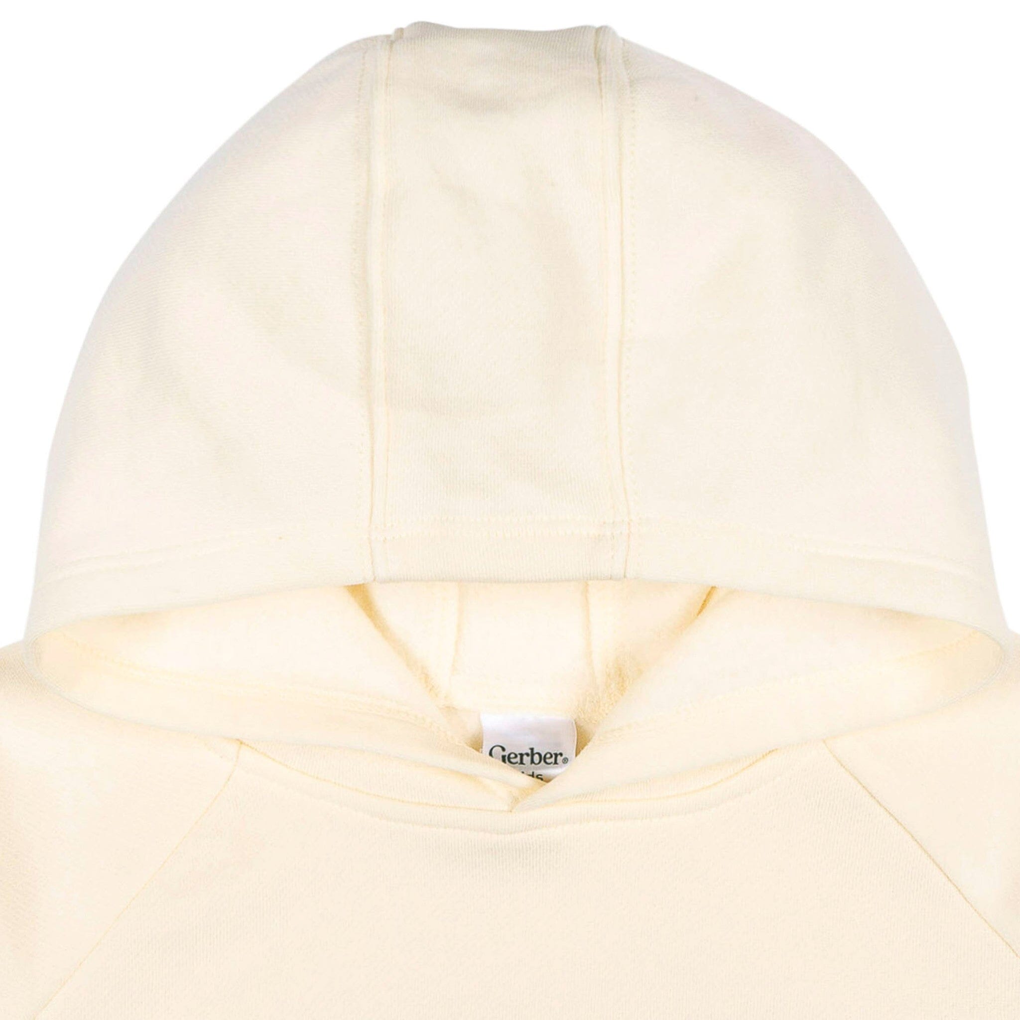 Embroidered Infant & Toddler Neutral Soft Beige Pullover Hooded Sweatshirt - Image 3
