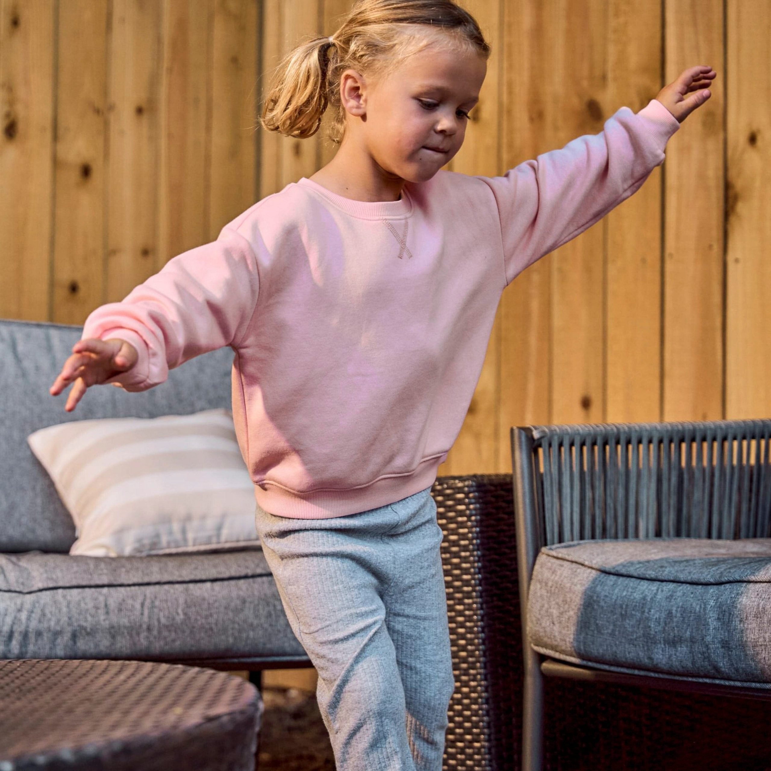 Embroidered Baby & Toddler Neutral Pink Crewneck Sweatshirt - Image 2