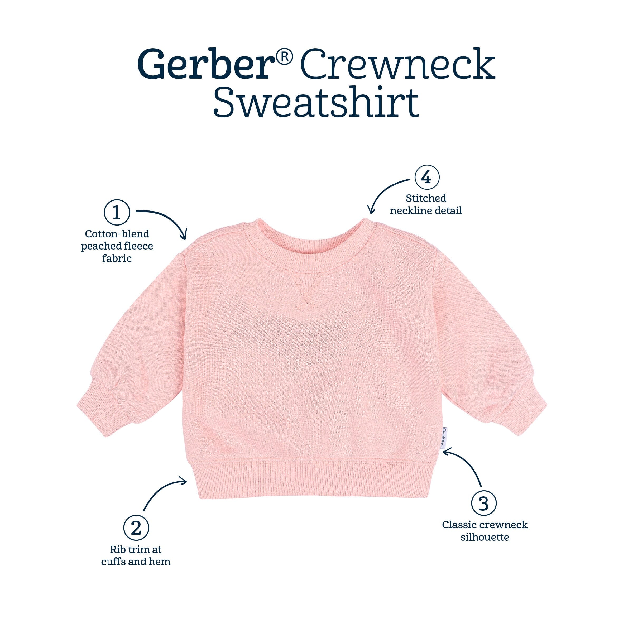 Embroidered Baby & Toddler Neutral Pink Crewneck Sweatshirt - Image 8