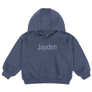 Embroidered Infant & Toddler Neutral Navy Pullover Hooded Sweatshirt