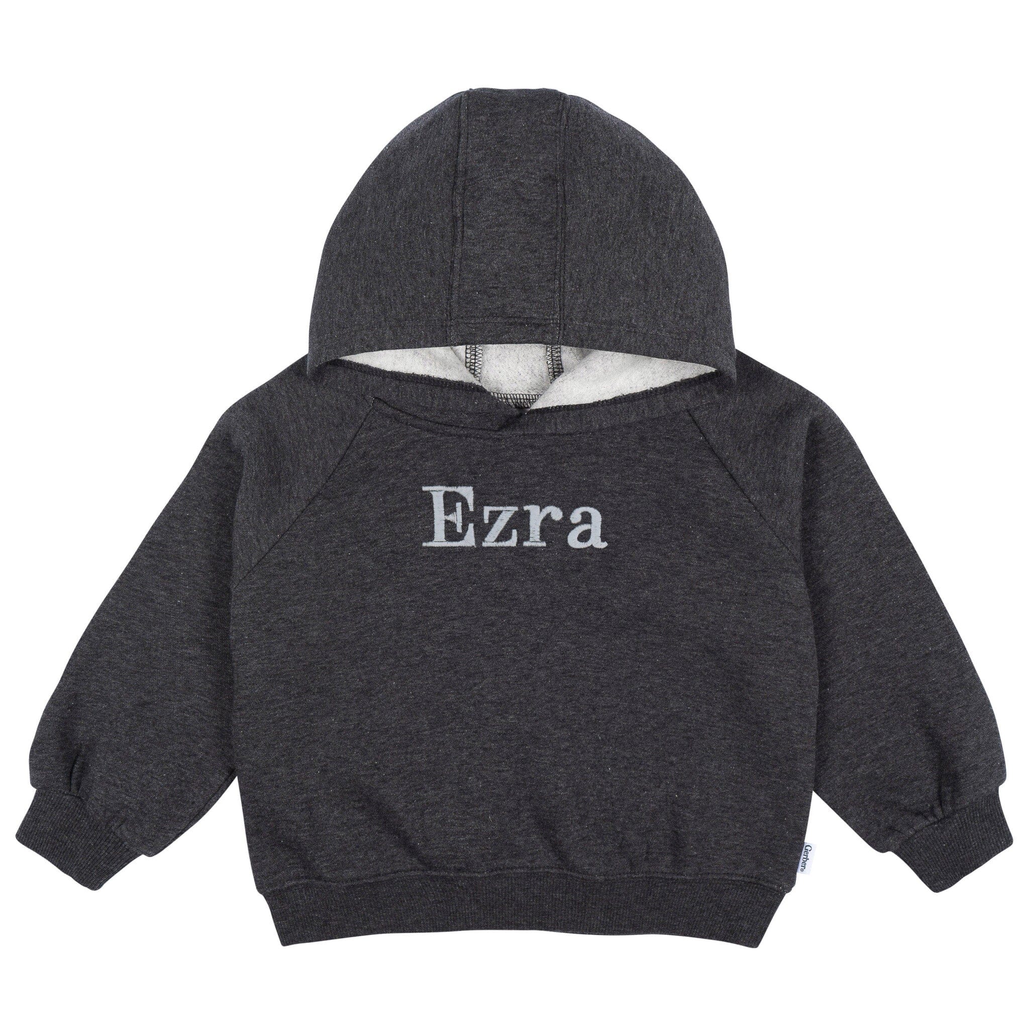 Embroidered Baby & Toddler Neutral Charcoal Heather Pullover Hooded Sweatshirt