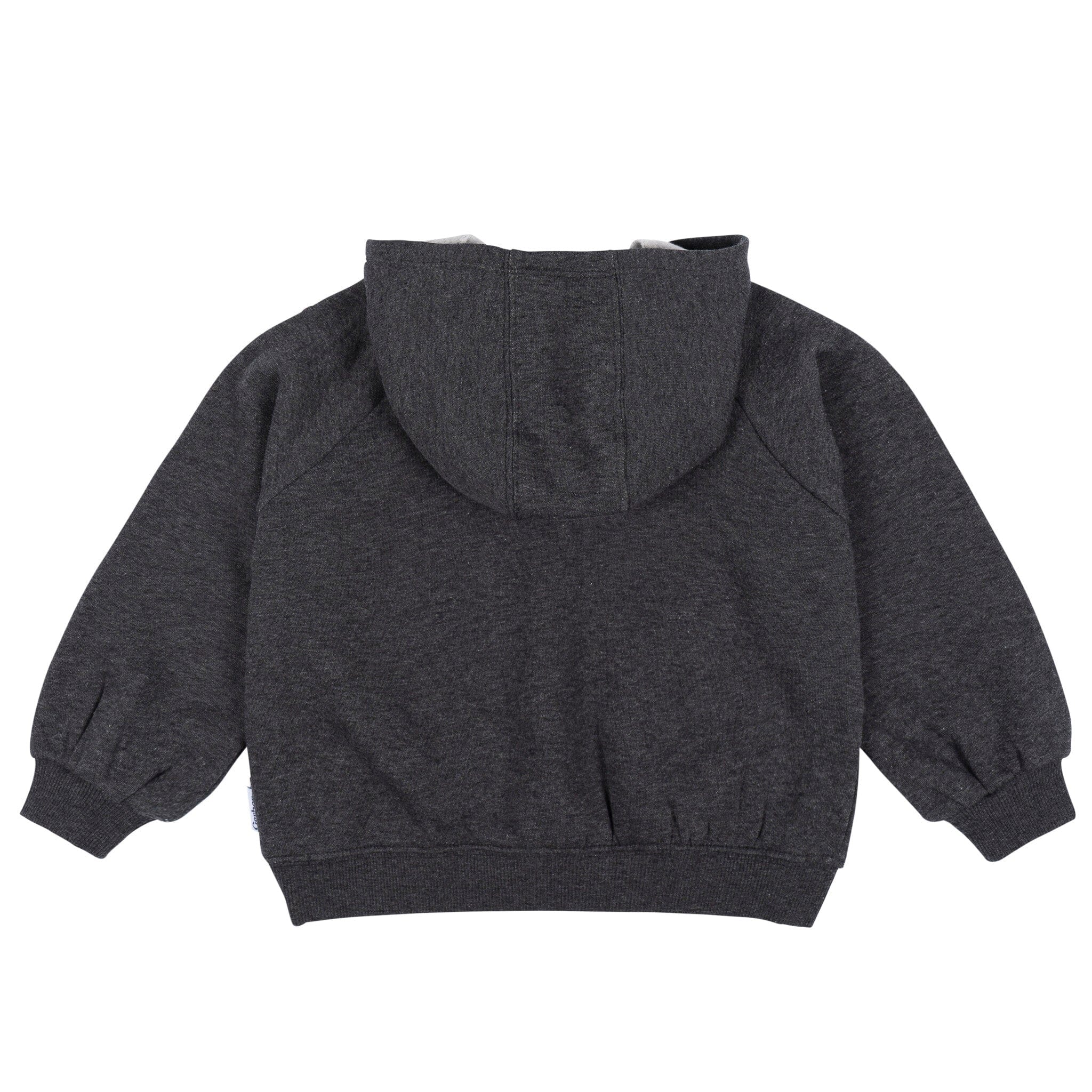 Embroidered Baby & Toddler Neutral Charcoal Heather Pullover Hooded Sweatshirt - Image 2