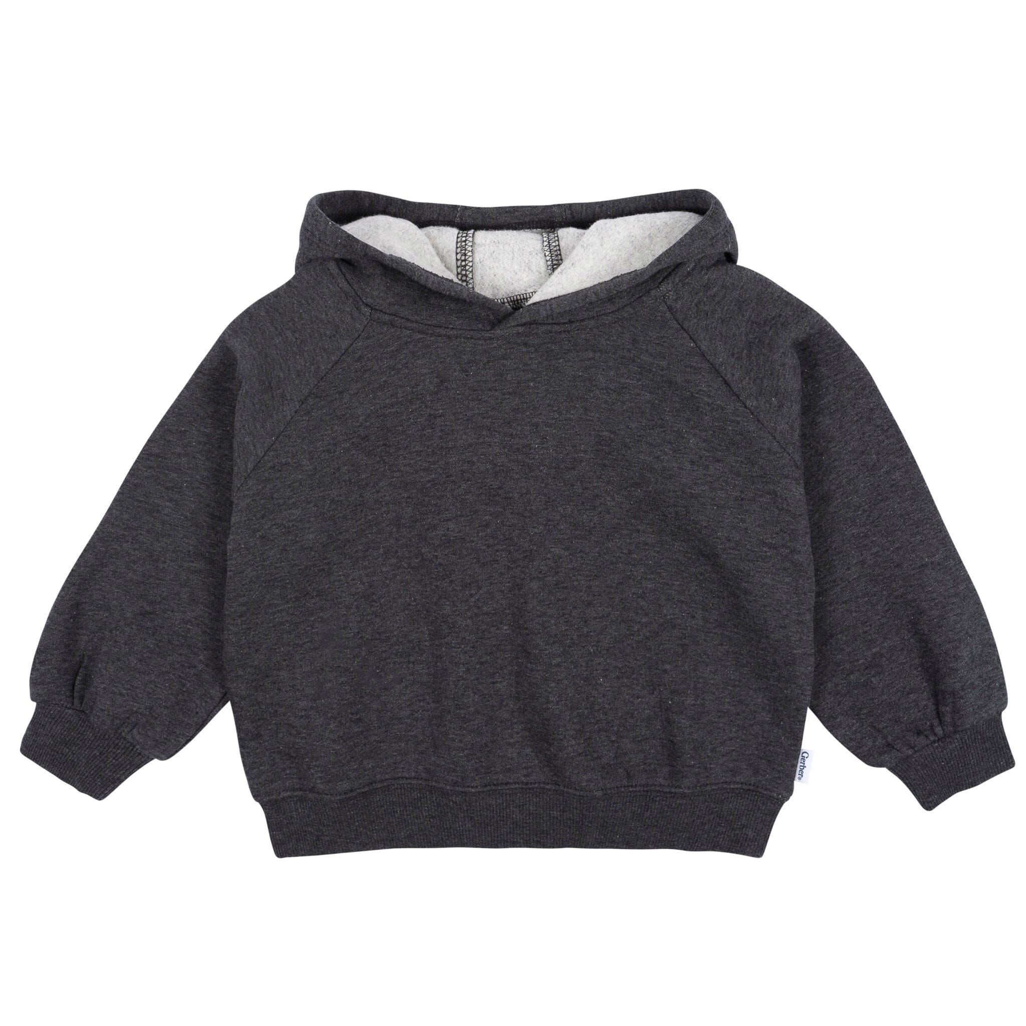 Embroidered Baby & Toddler Neutral Charcoal Heather Pullover Hooded Sweatshirt - Image 4