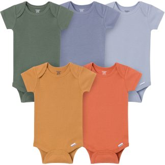 5-Pack Baby Boys Cozy Neutral Short Sleeve Bodysuits