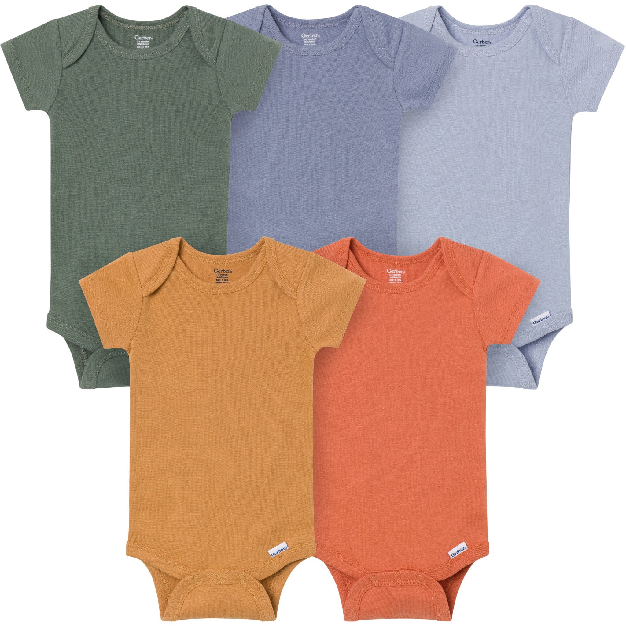 5-Pack Baby Boys Cozy Neutral Short Sleeve Bodysuits
