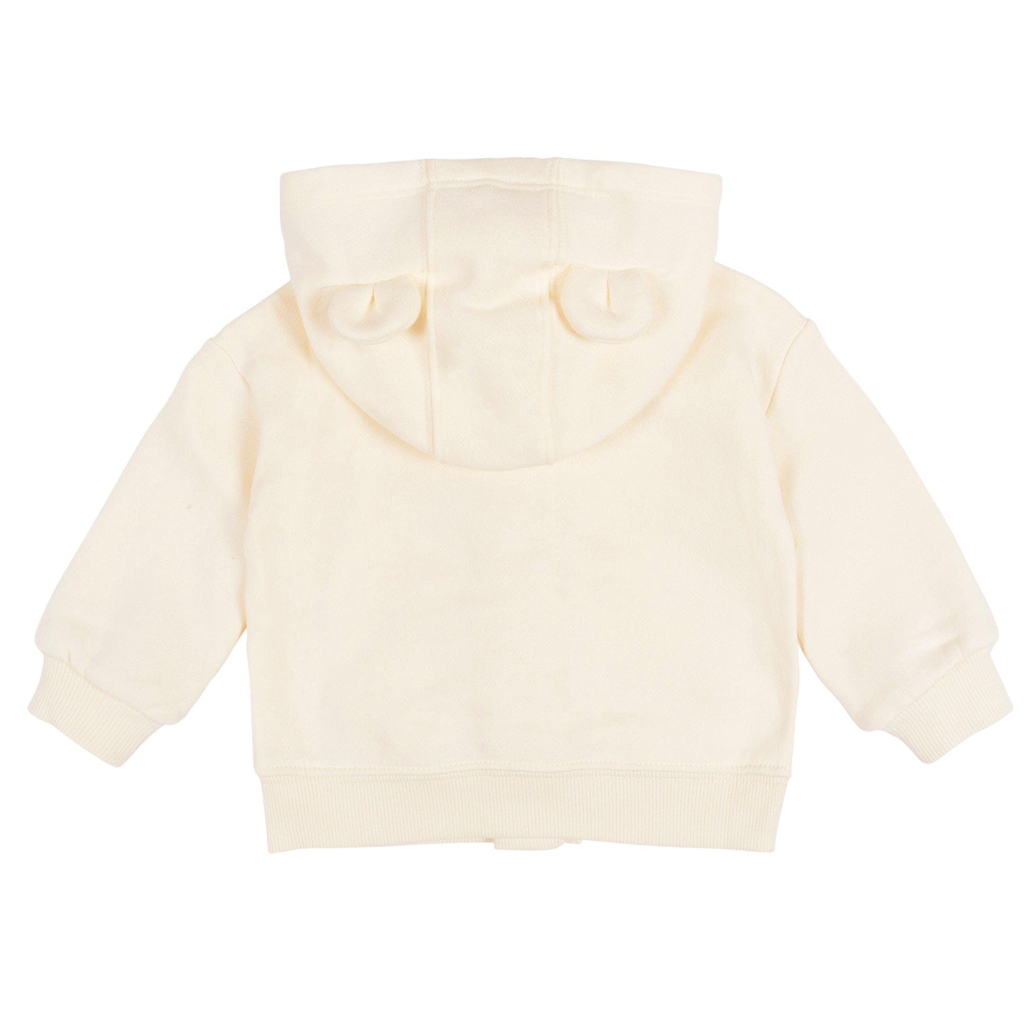 Embroidered Baby Neutral Soft Beige Zip Front Sweatshirt - Image 6