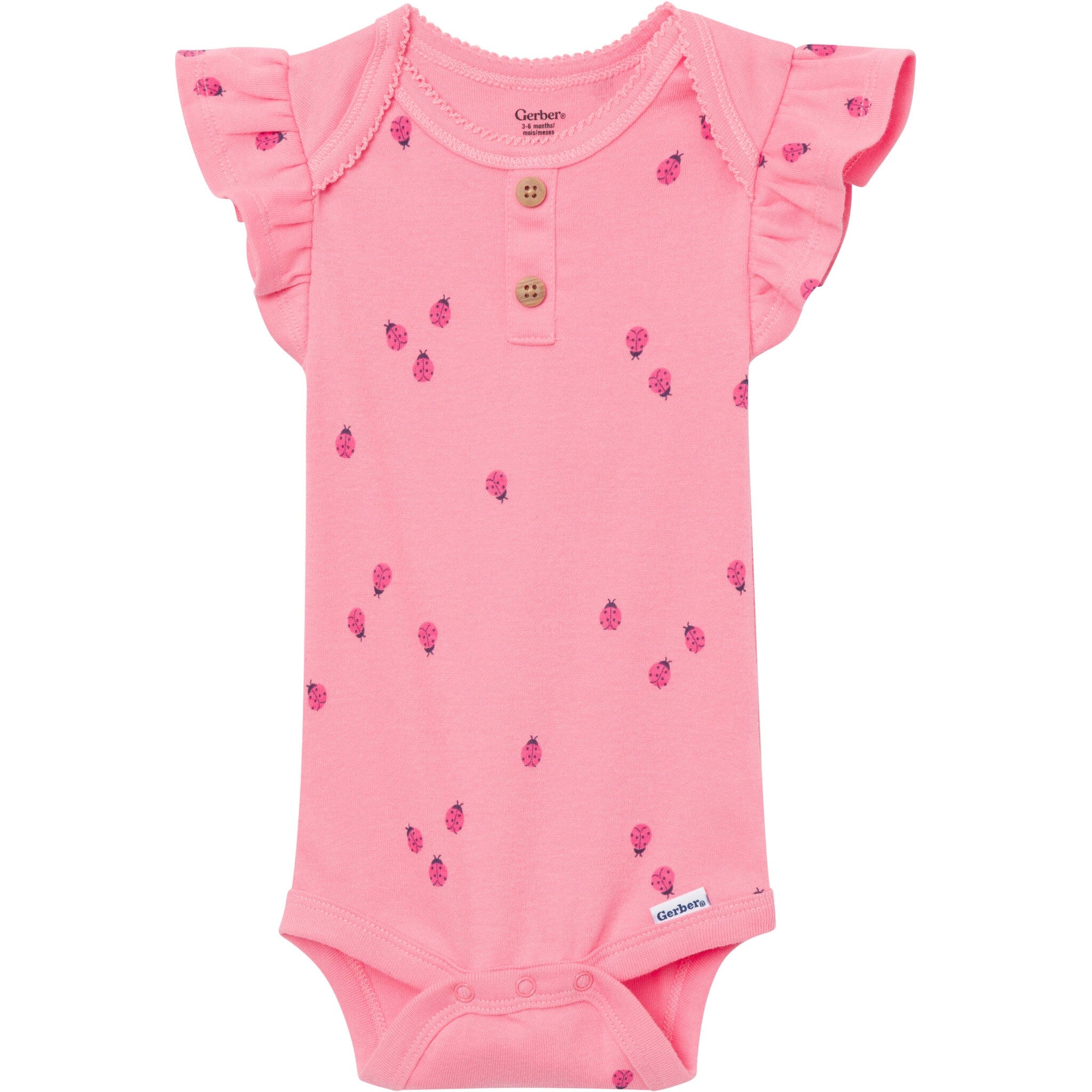 4-Pack Baby Girls Ladybug Pink Short Sleeve Bodysuits - Image 2